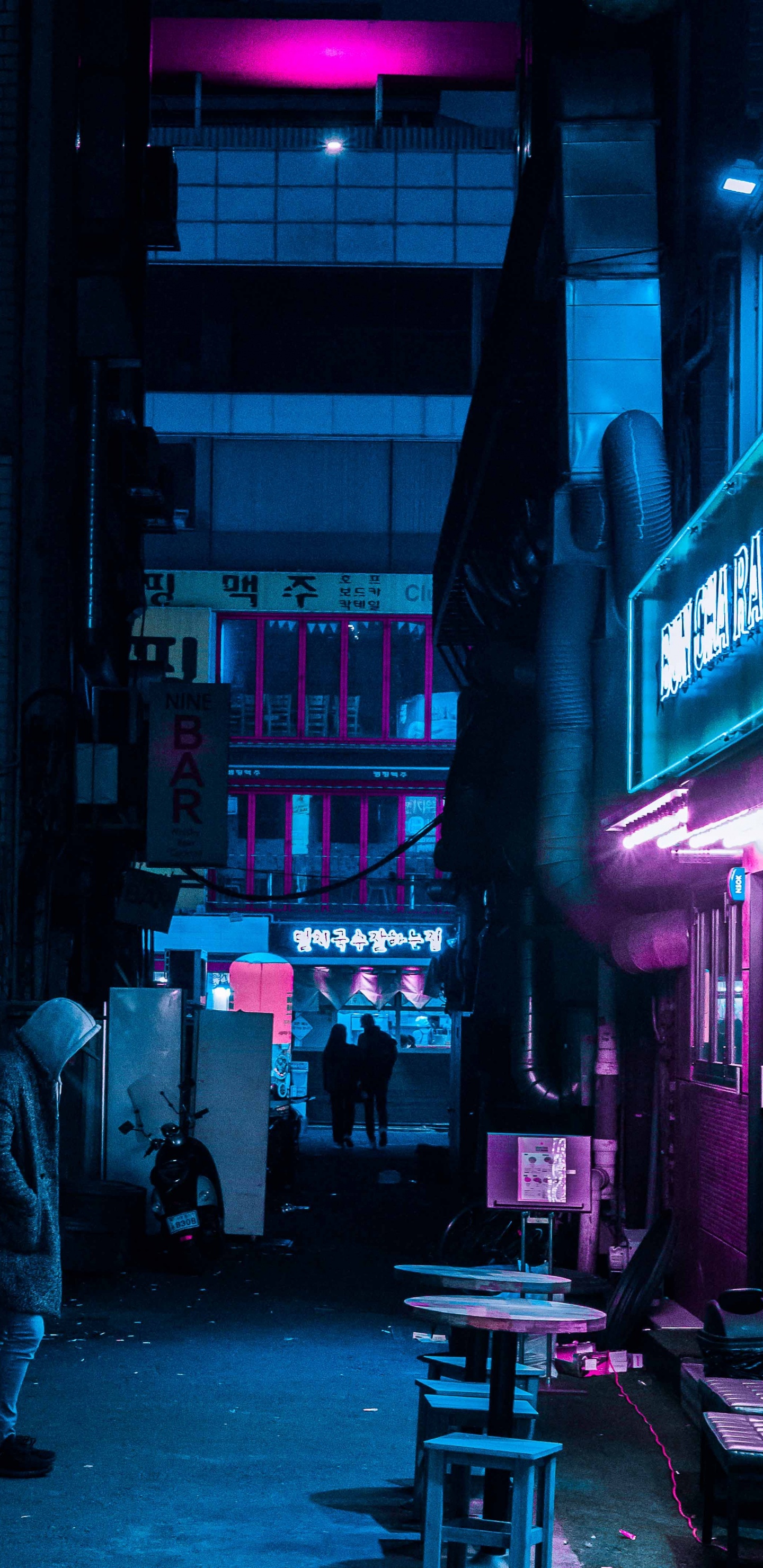 Обои освещение, неон, свет, синий, пурпур в разрешении 1440x2960