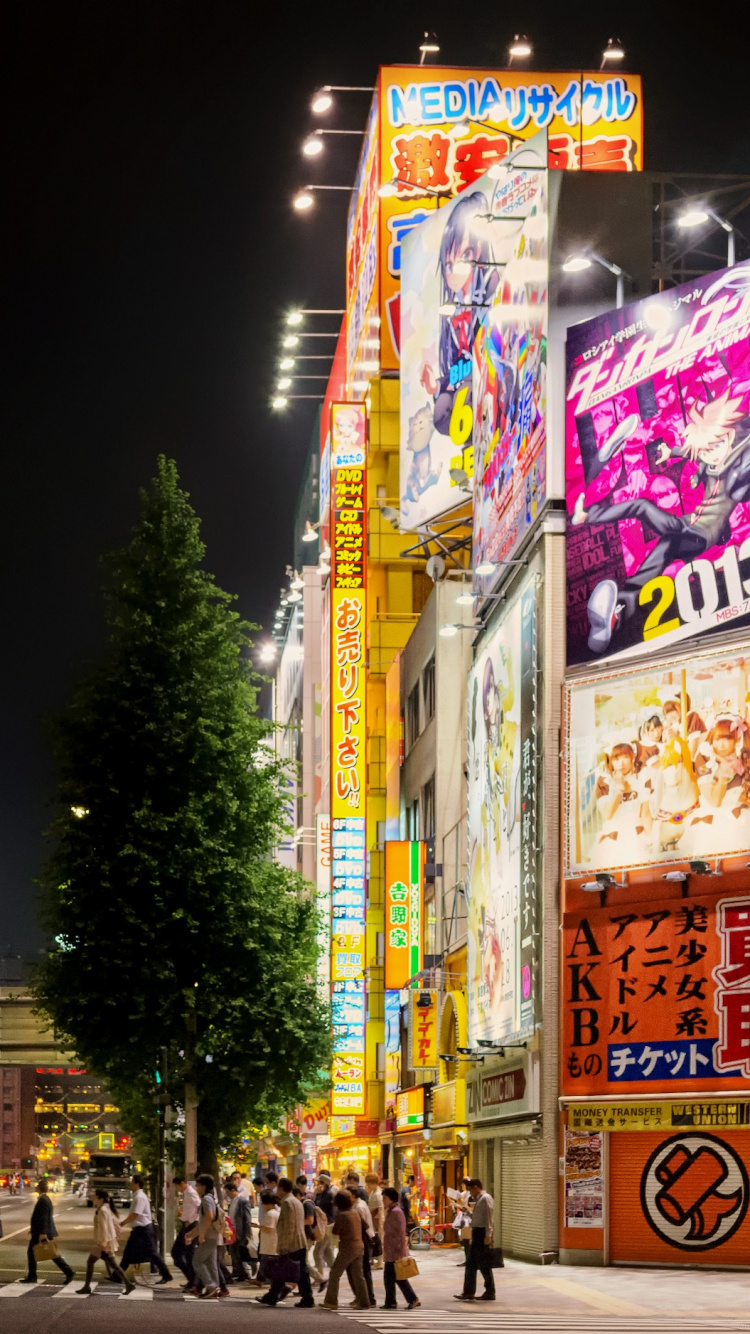 Обои ночь, городской район, метрополия, ориентир, город в разрешении 750x1334