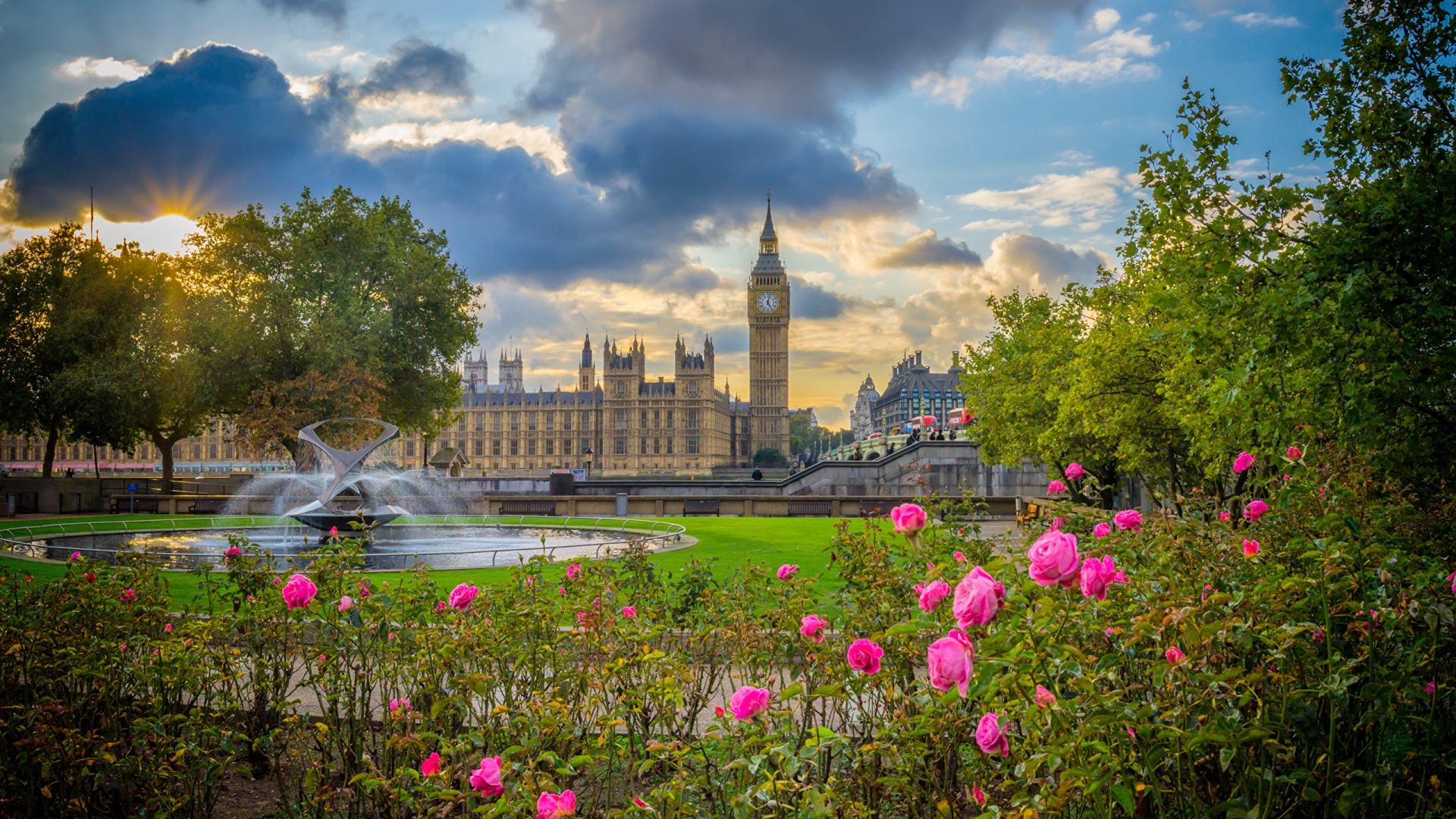 Обои вестминстерский дворец, Биг Бен, река темза, природа, отражение в разрешении 1920x1080