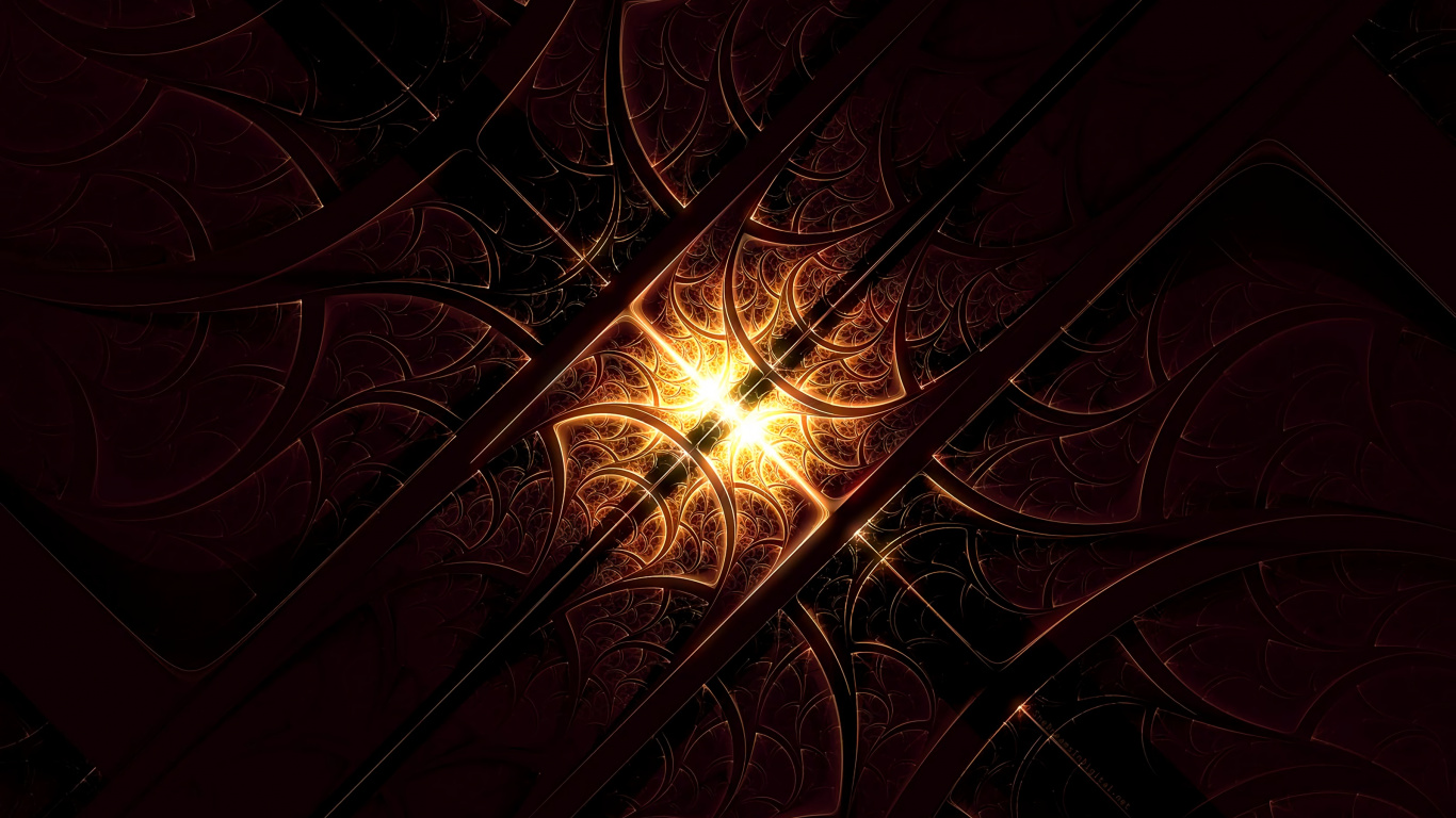 Обои темнота, красный цвет, свет, фрактальное искусство, освещение в разрешении 1366x768