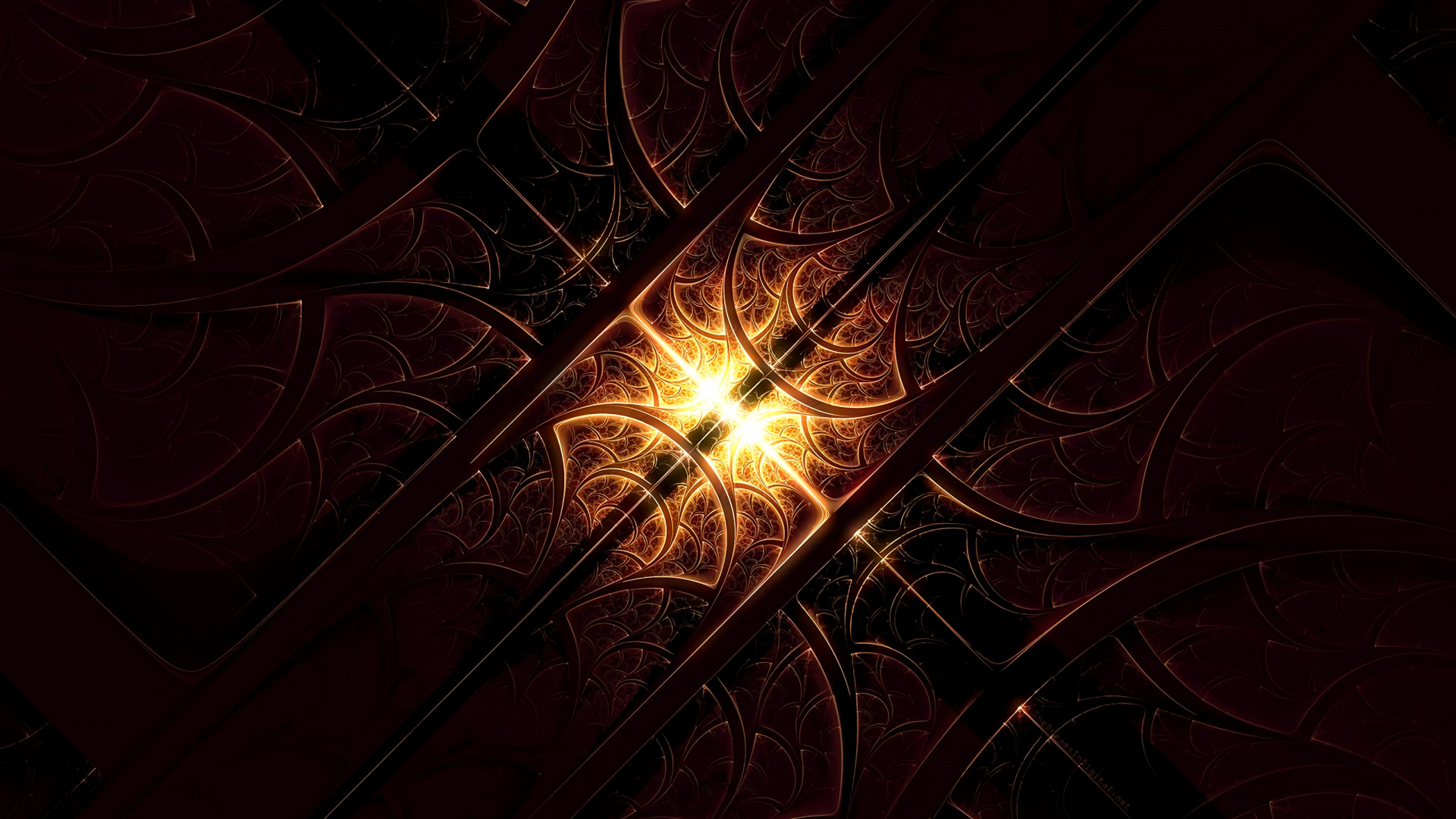 Обои темнота, красный цвет, свет, фрактальное искусство, освещение в разрешении 1920x1080