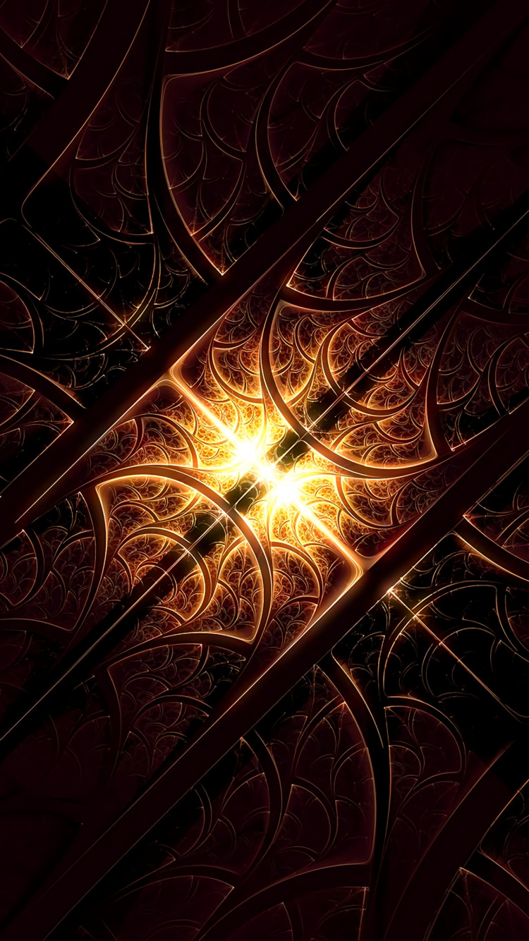 Обои темнота, красный цвет, свет, фрактальное искусство, освещение в разрешении 750x1334