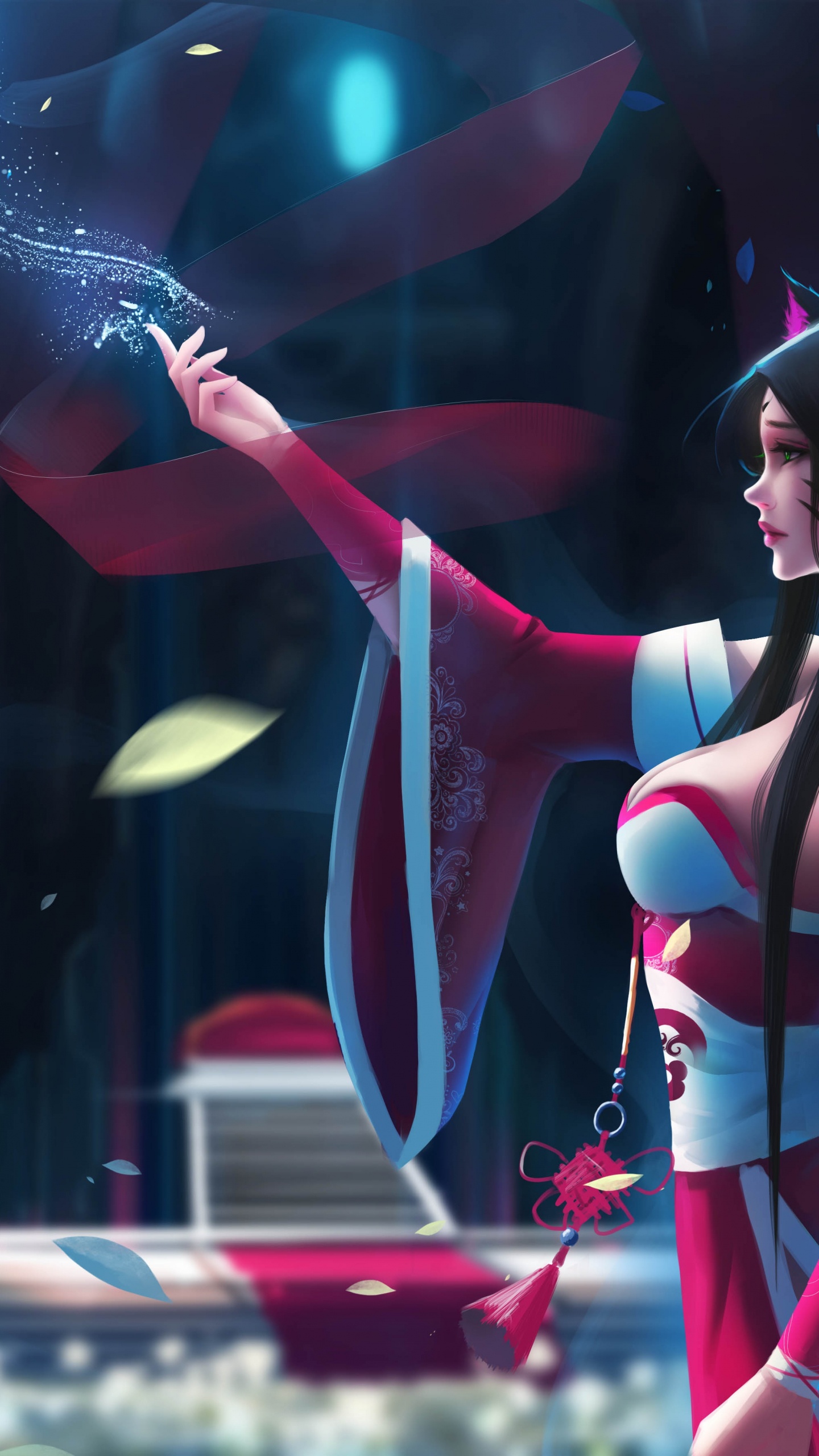 Обои Лига легенд, К ДА, Ахри, фан арт, развлечение в разрешении 1440x2560