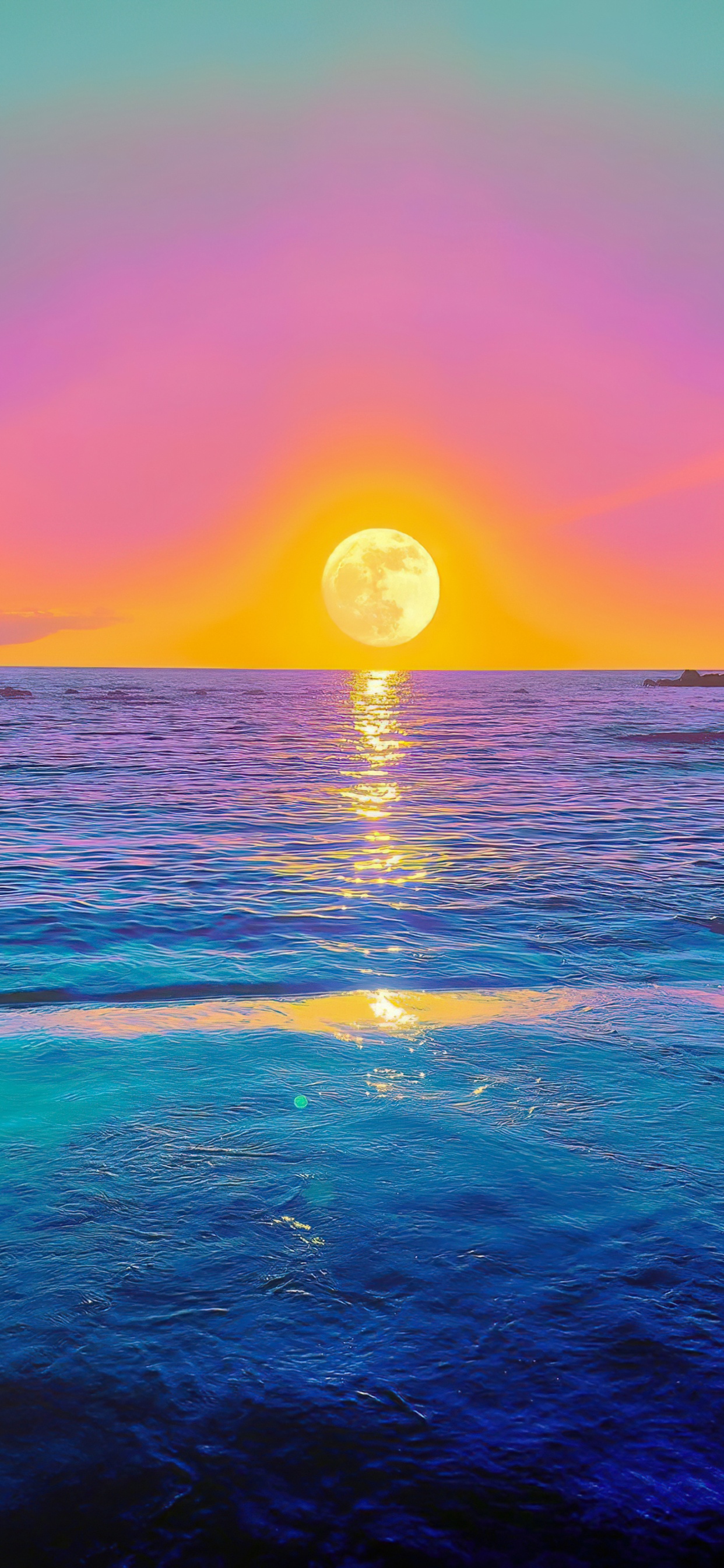 Обои море, вода, атмосфера, послесвечение, экорегион в разрешении 1242x2688