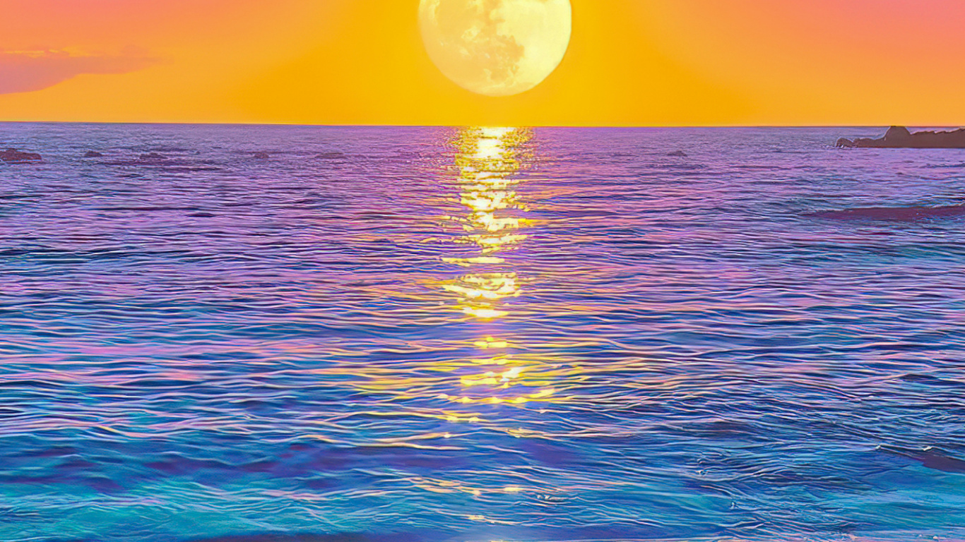 Обои море, вода, атмосфера, послесвечение, экорегион в разрешении 1366x768