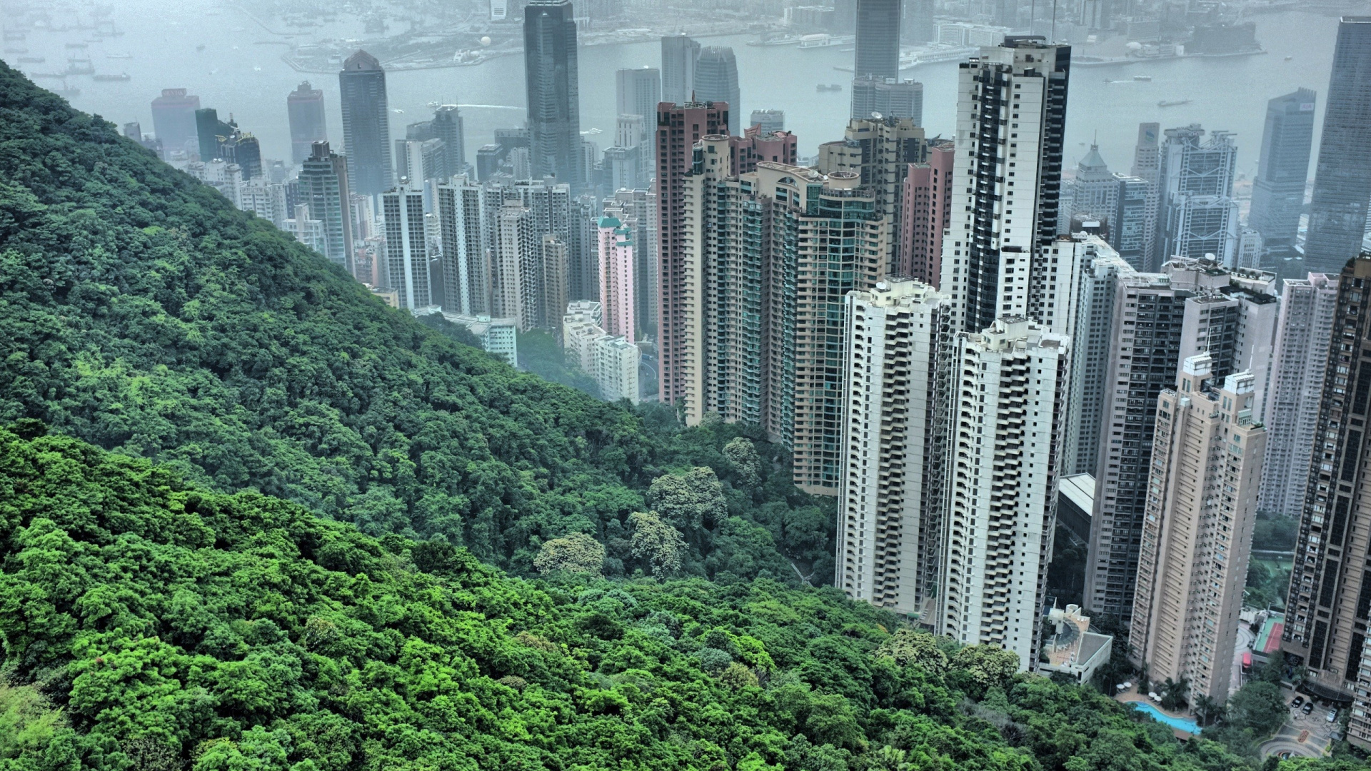 Обои Гонконг, метрополия, городской район, небоскреб, башня в разрешении 1920x1080