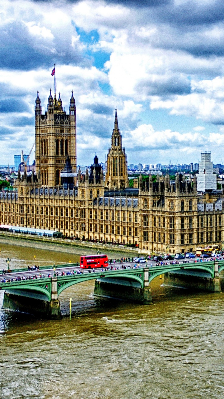 Обои здание парламента, вестминстерский дворец, Биг Бен, река темза, вестминстерский мост в разрешении 720x1280