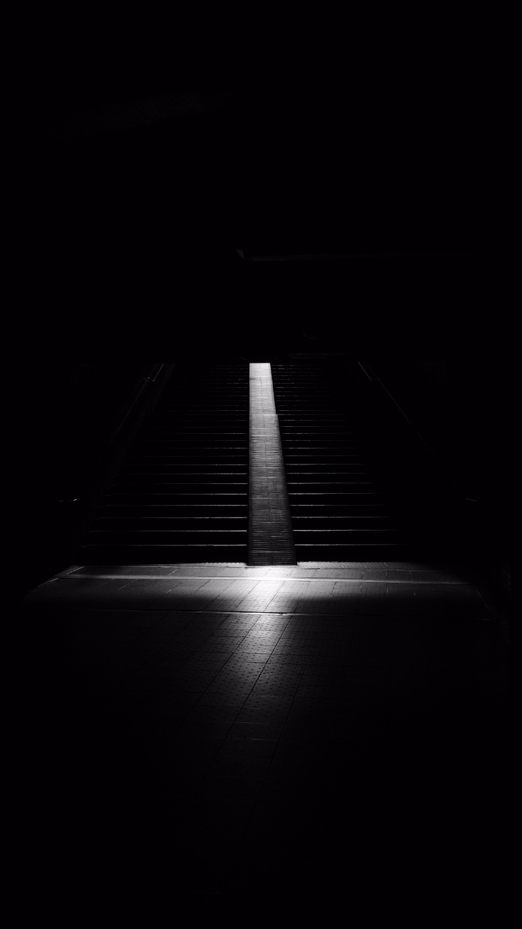 Обои небо, черный и белый, фреска, черный, лестница в разрешении 750x1334