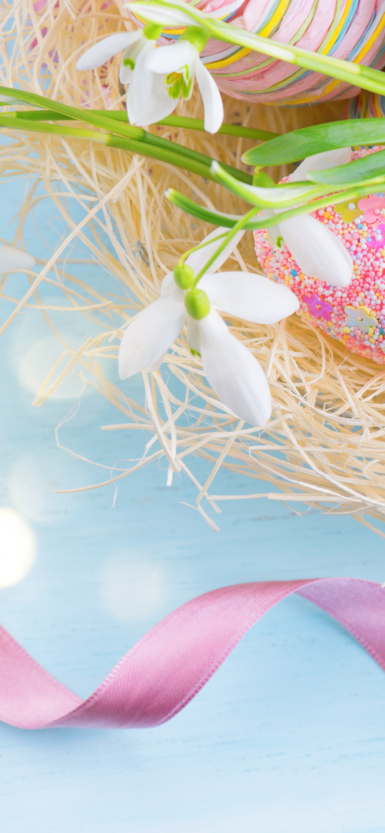 Обои пасхальное яйцо, пасха, яйцо, подснежник, праздник в разрешении 1242x2688