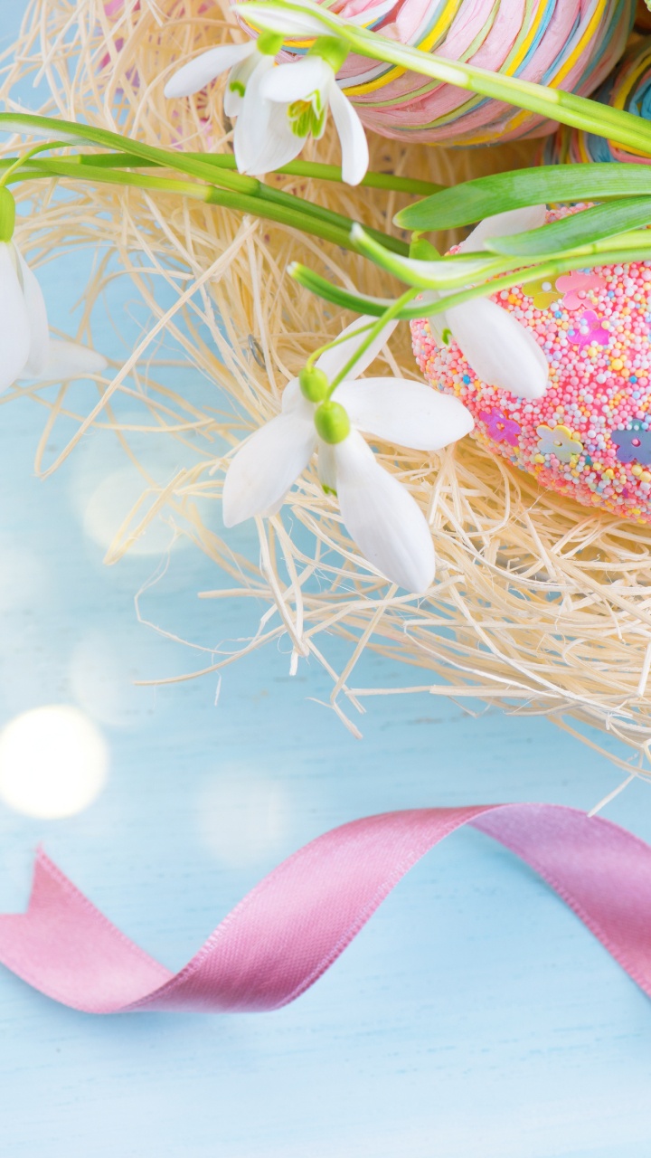 Обои пасхальное яйцо, пасха, яйцо, подснежник, праздник в разрешении 720x1280