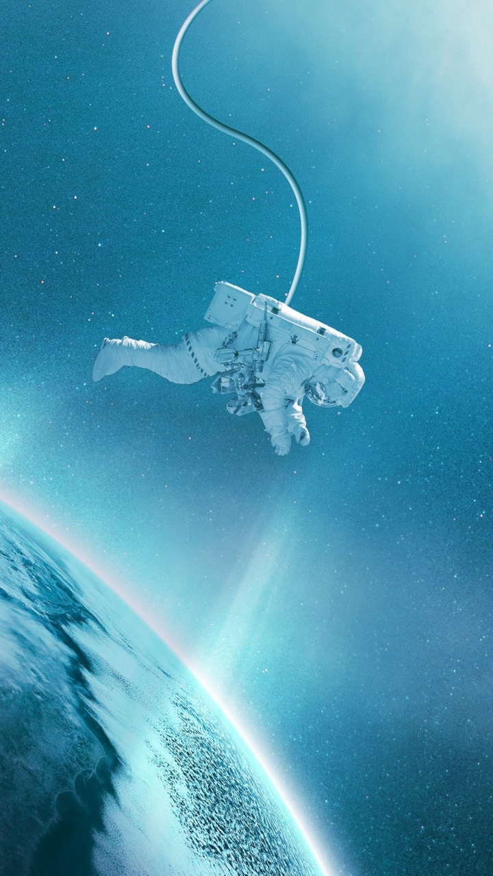 Обои астронавт, внекорабельная деятельность, космическое пространство, атмосфера, космос в разрешении 720x1280