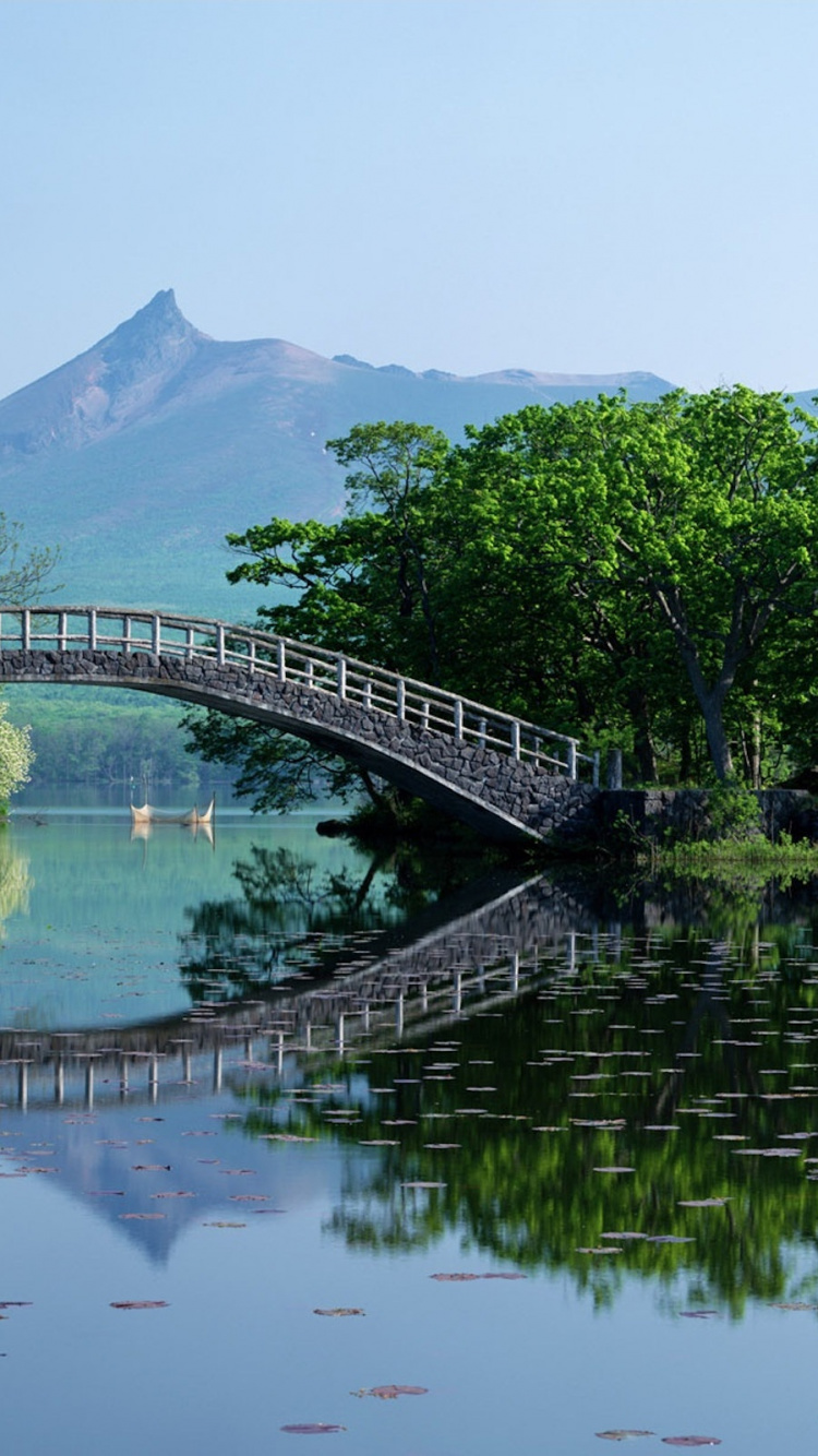 Обои мост, достопримечательность, природа, отражение, вода в разрешении 750x1334