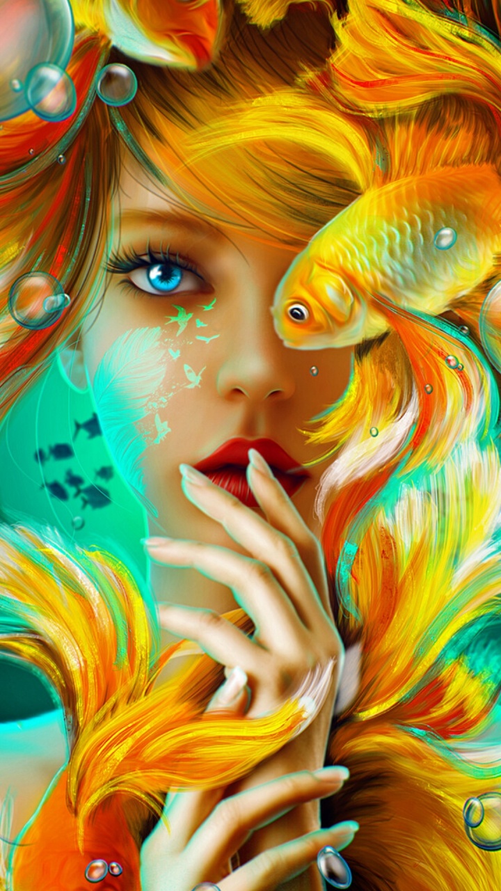 Обои арт, живопись, цифровое искусство, портрет, стиль в разрешении 720x1280