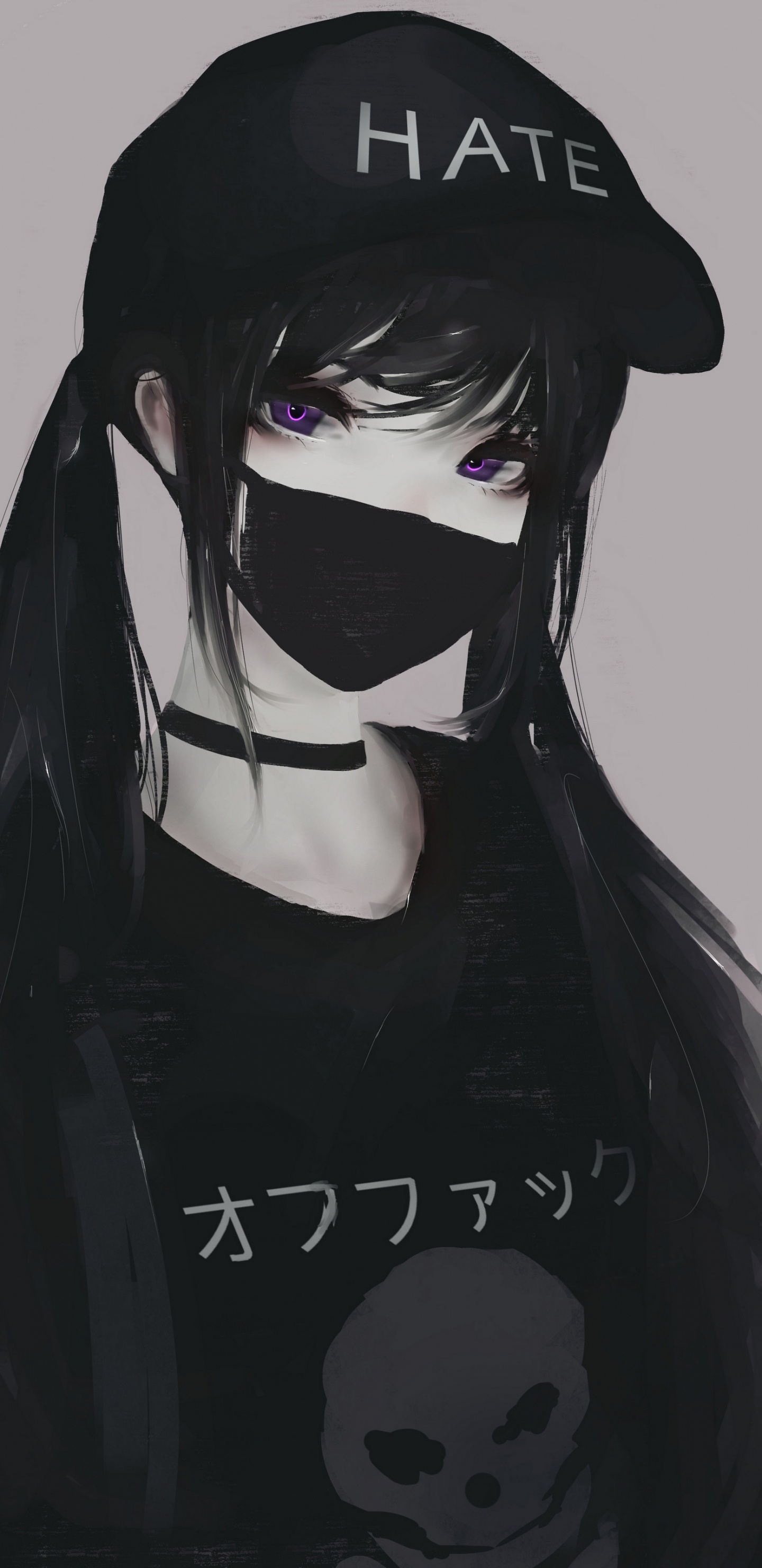 Обои пуки, аниме, рисование, черный, головной убор в разрешении 1440x2960