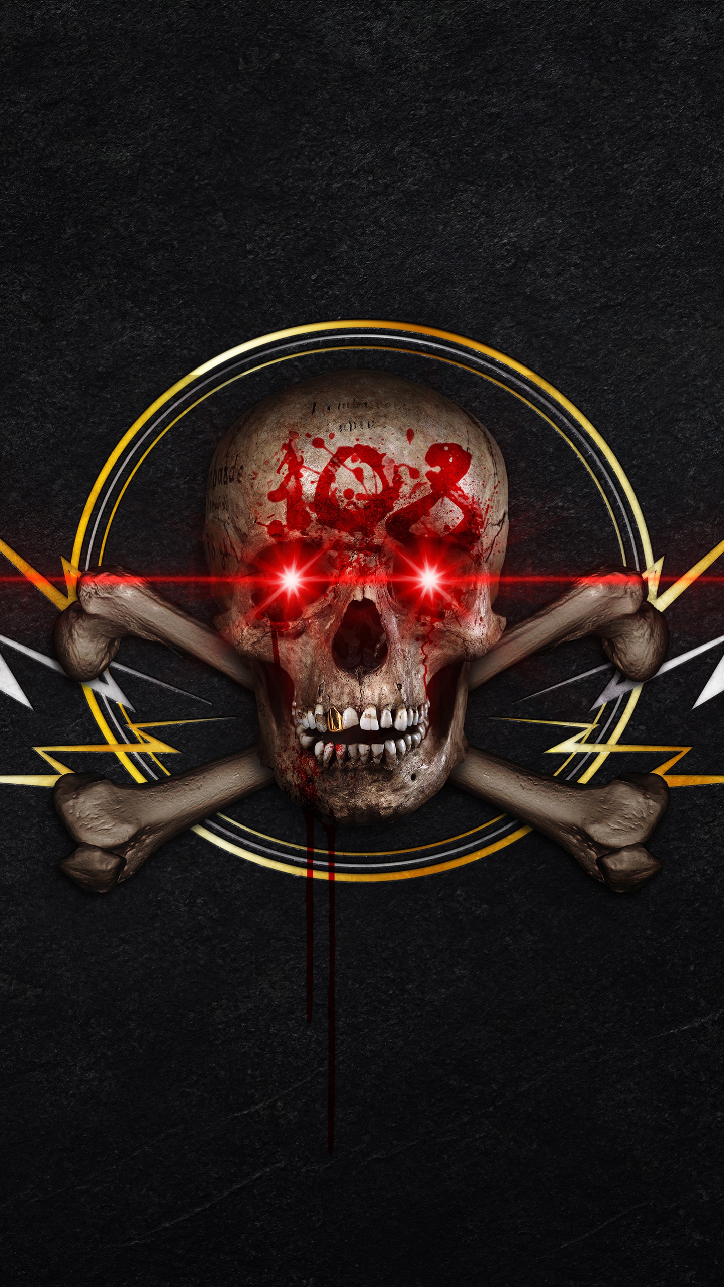 Обои красный цвет, графический дизайн, темнота, череп, иллюстрация в разрешении 1440x2560