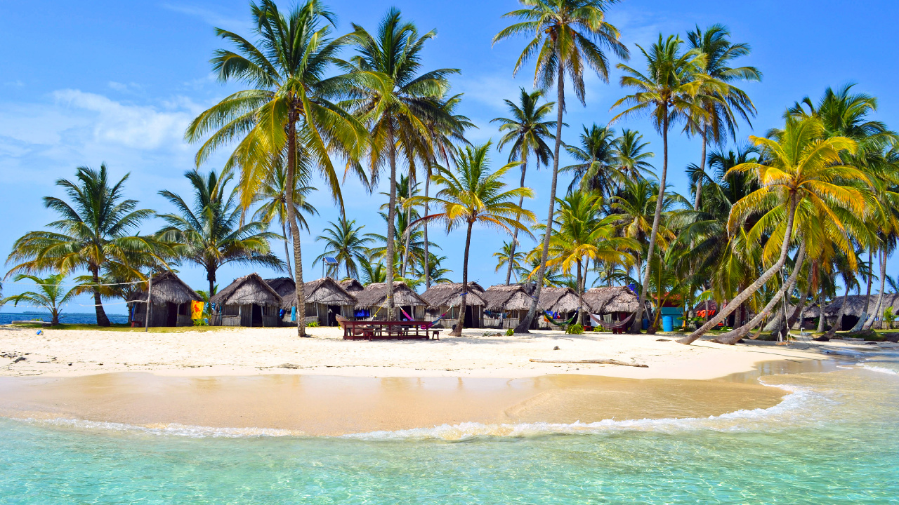 Обои острова Сан блас, Kuanidup, пляж, Карибский бассейн, Остров в разрешении 1280x720