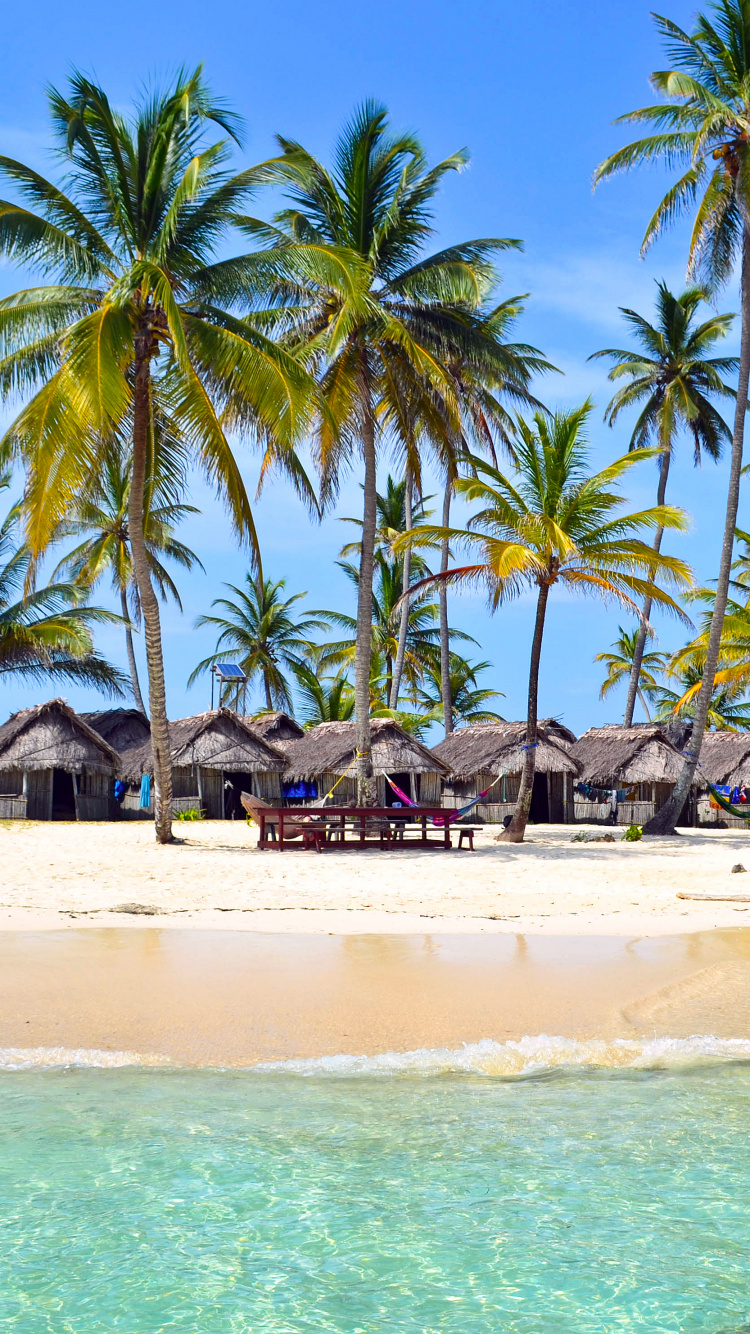 Обои острова Сан блас, Kuanidup, пляж, Карибский бассейн, Остров в разрешении 750x1334