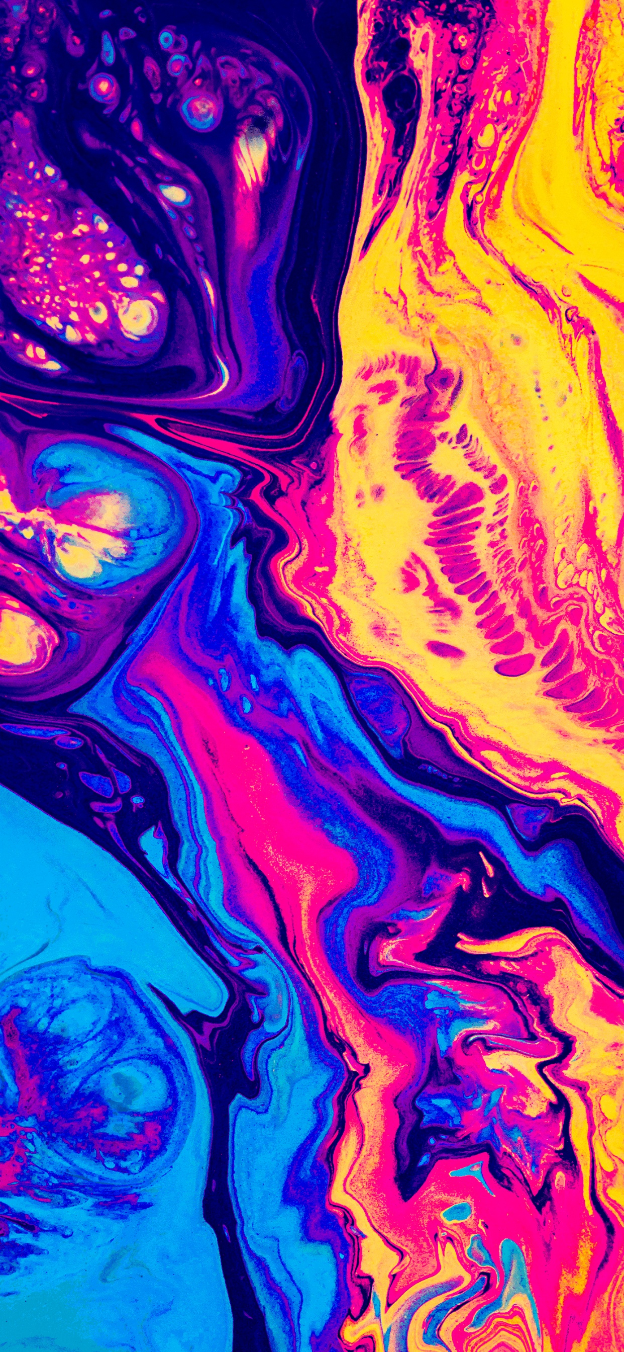 Обои психоделическое искусство, визуальное искусство, акриловая краска, вода, жидкий в разрешении 1242x2688