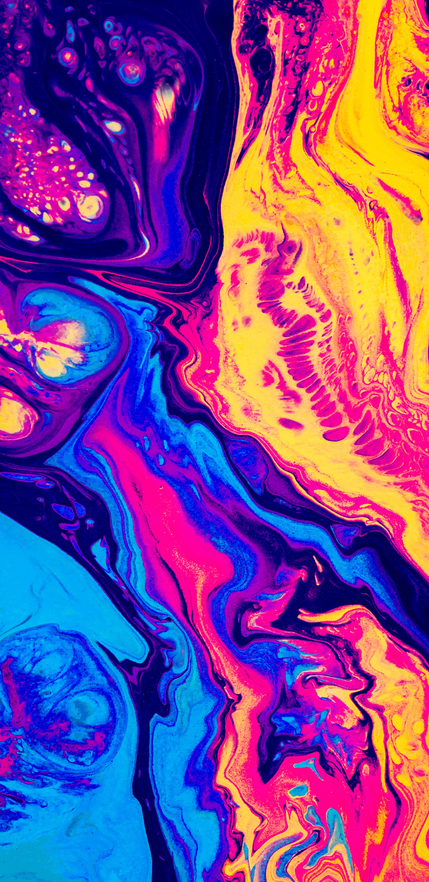 Обои психоделическое искусство, визуальное искусство, акриловая краска, вода, жидкий в разрешении 1440x2960