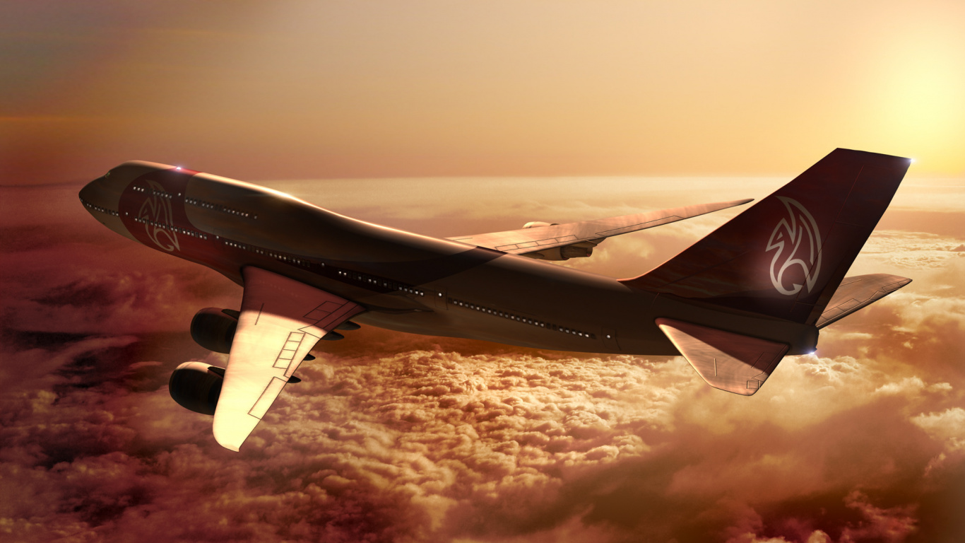 Обои Боинг 747, Боинг, авиалайнер, авиация, полет в разрешении 1366x768