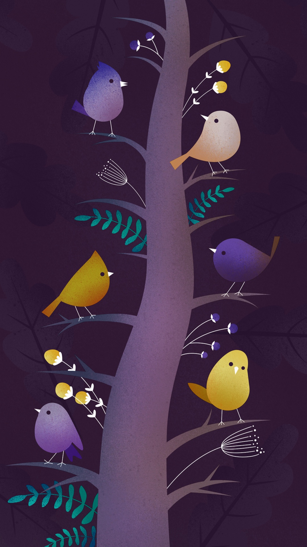 Обои angry birds, птица, желтый, иллюстрация, ветвь в разрешении 1080x1920