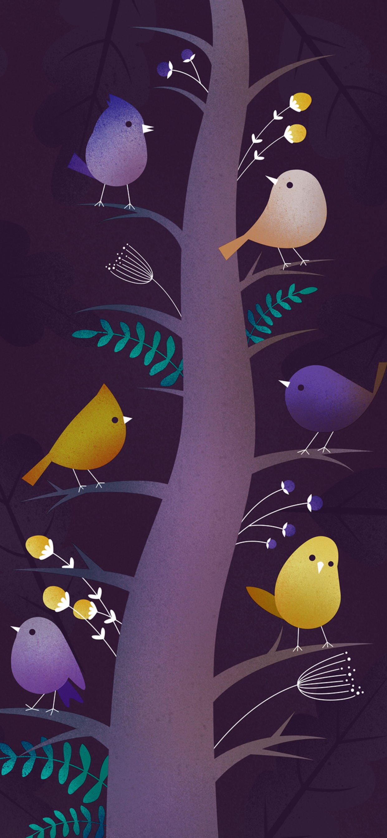 Обои angry birds, птица, желтый, иллюстрация, ветвь в разрешении 1242x2688