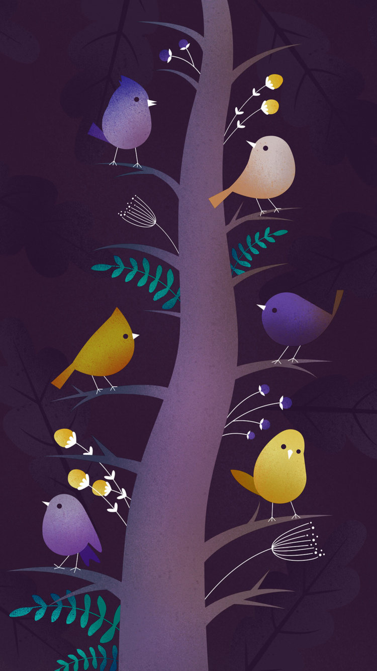 Обои angry birds, птица, желтый, иллюстрация, ветвь в разрешении 750x1334