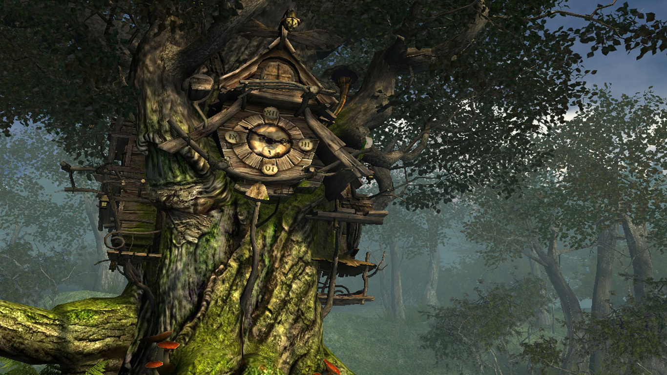 Обои фэнтези, дерево, фантастическое искусство, биом, лес в разрешении 1366x768