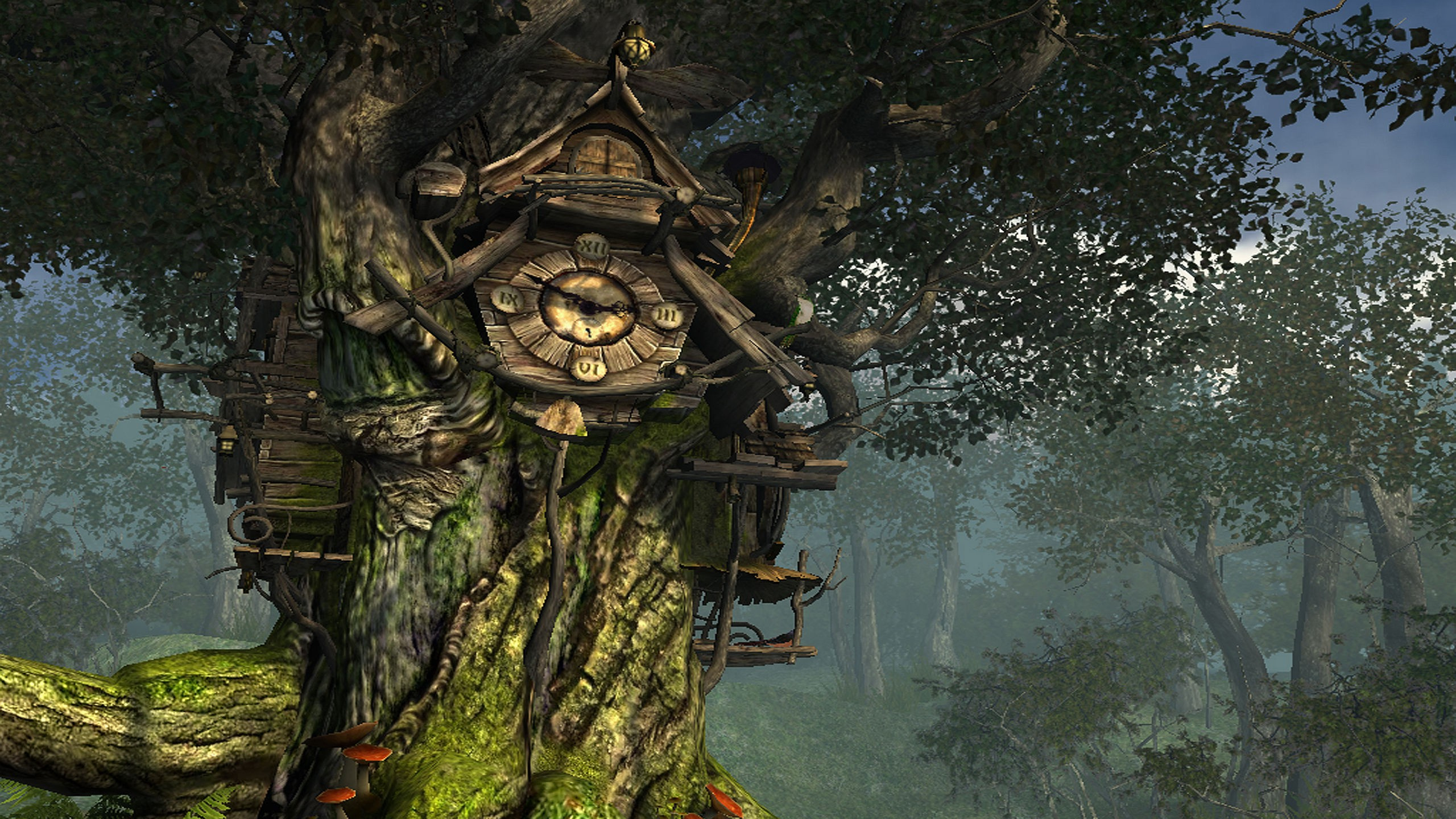 Обои фэнтези, дерево, фантастическое искусство, биом, лес в разрешении 2560x1440