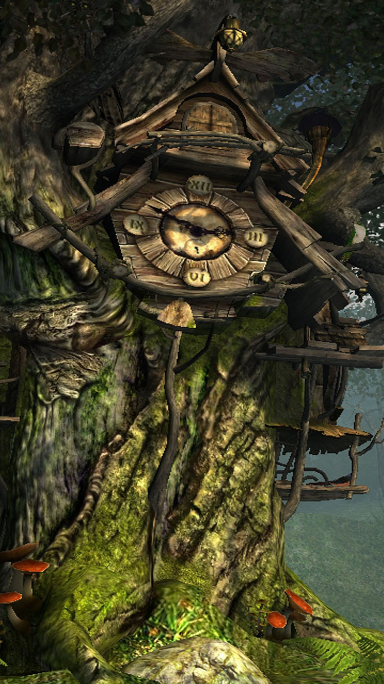 Обои фэнтези, дерево, фантастическое искусство, биом, лес в разрешении 750x1334