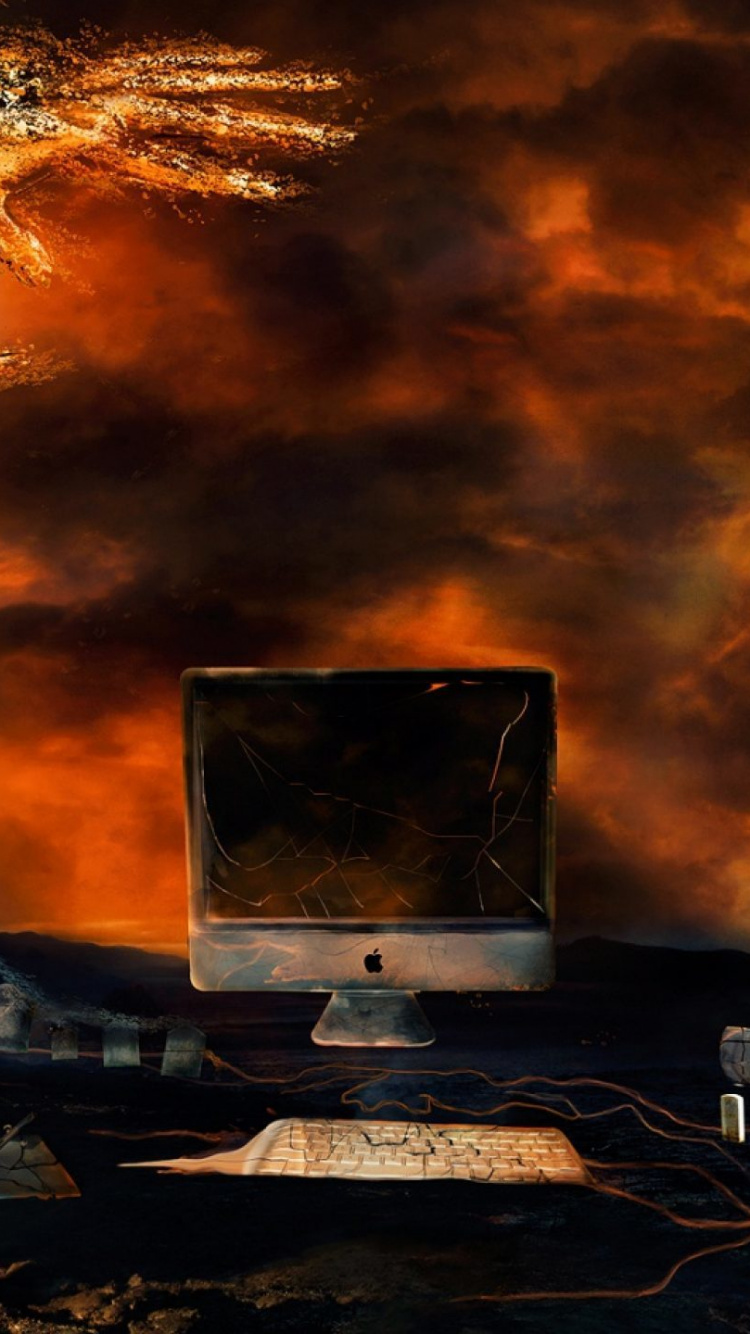 Обои яблоко лавы, apple, тепло, пламя, атмосфера в разрешении 750x1334