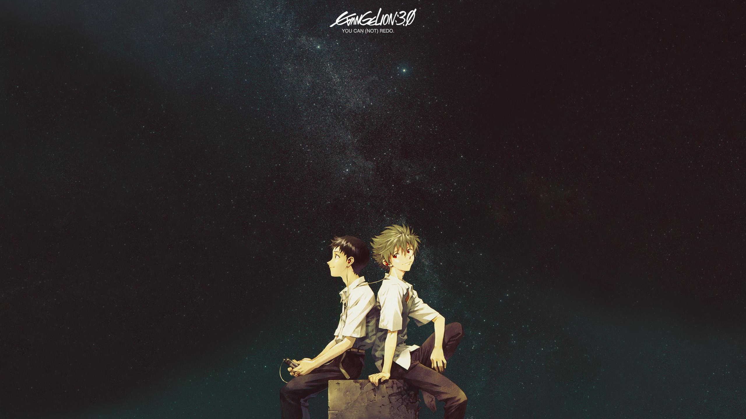 Обои евангелион мирных времен, Синдзи икари, Рэй аянами, Каору нагиса, мальчики трейлер в разрешении 2560x1440