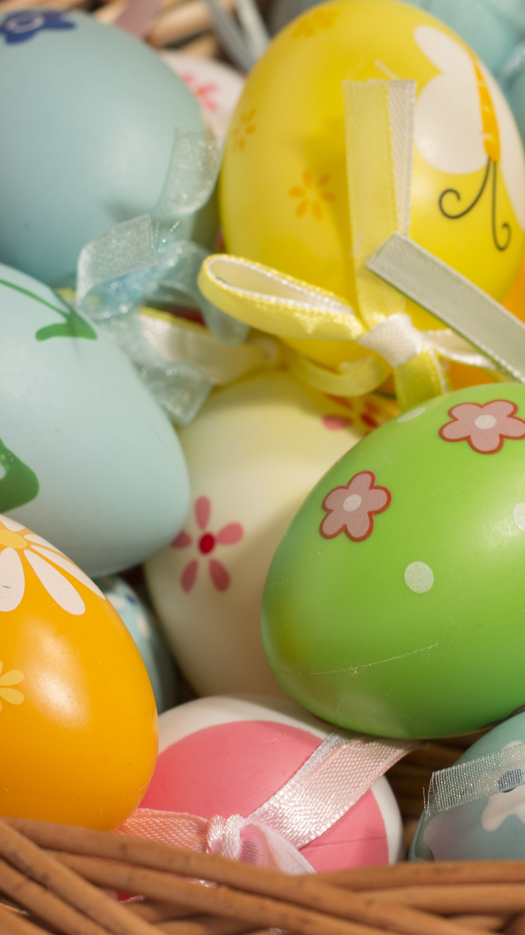 Обои пасхальное яйцо, яйцо, пасха, праздник, корзина в разрешении 750x1334