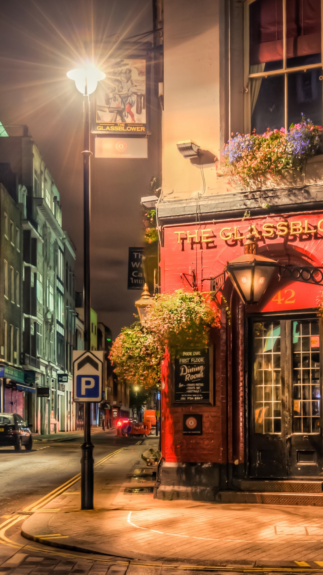 Обои Лондон, ночь, городской район, улица, городок в разрешении 1080x1920