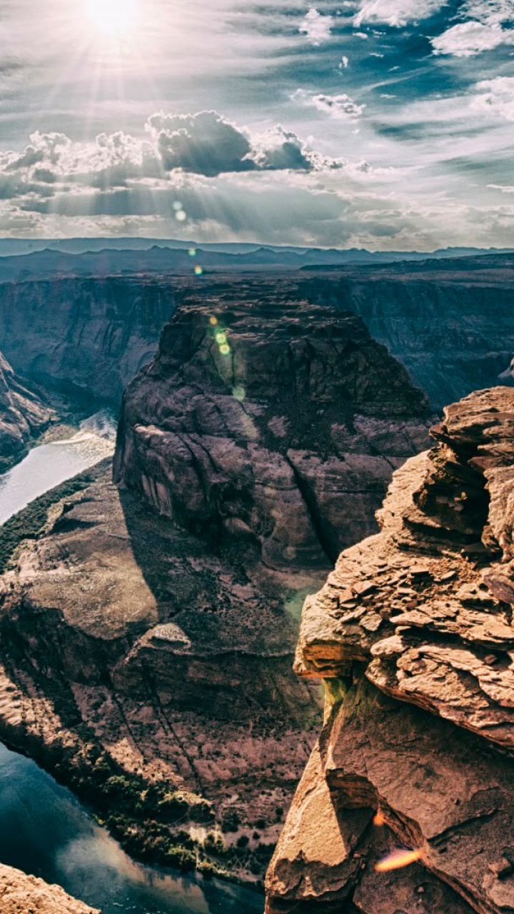 Обои хорсшу-бенд, река Колорадо, каньон, формирование, бесплодные земли в разрешении 720x1280