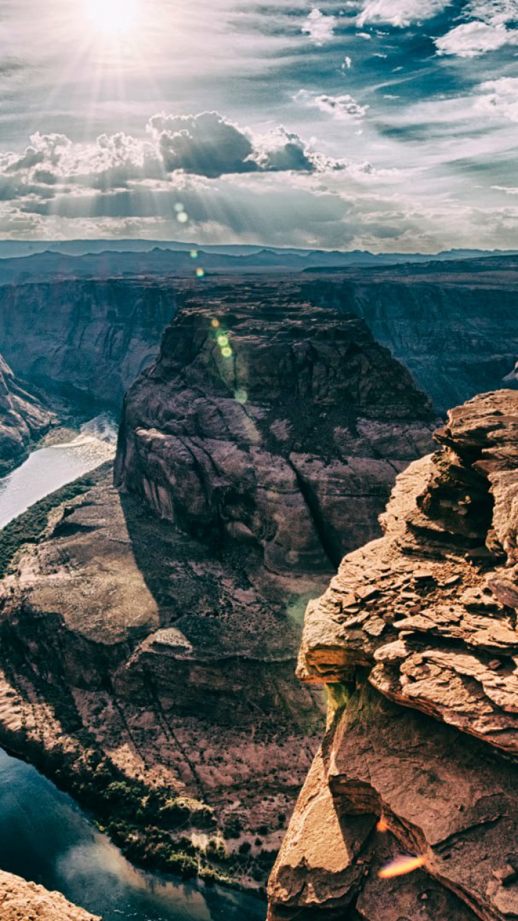 Обои хорсшу-бенд, река Колорадо, каньон, формирование, бесплодные земли в разрешении 750x1334