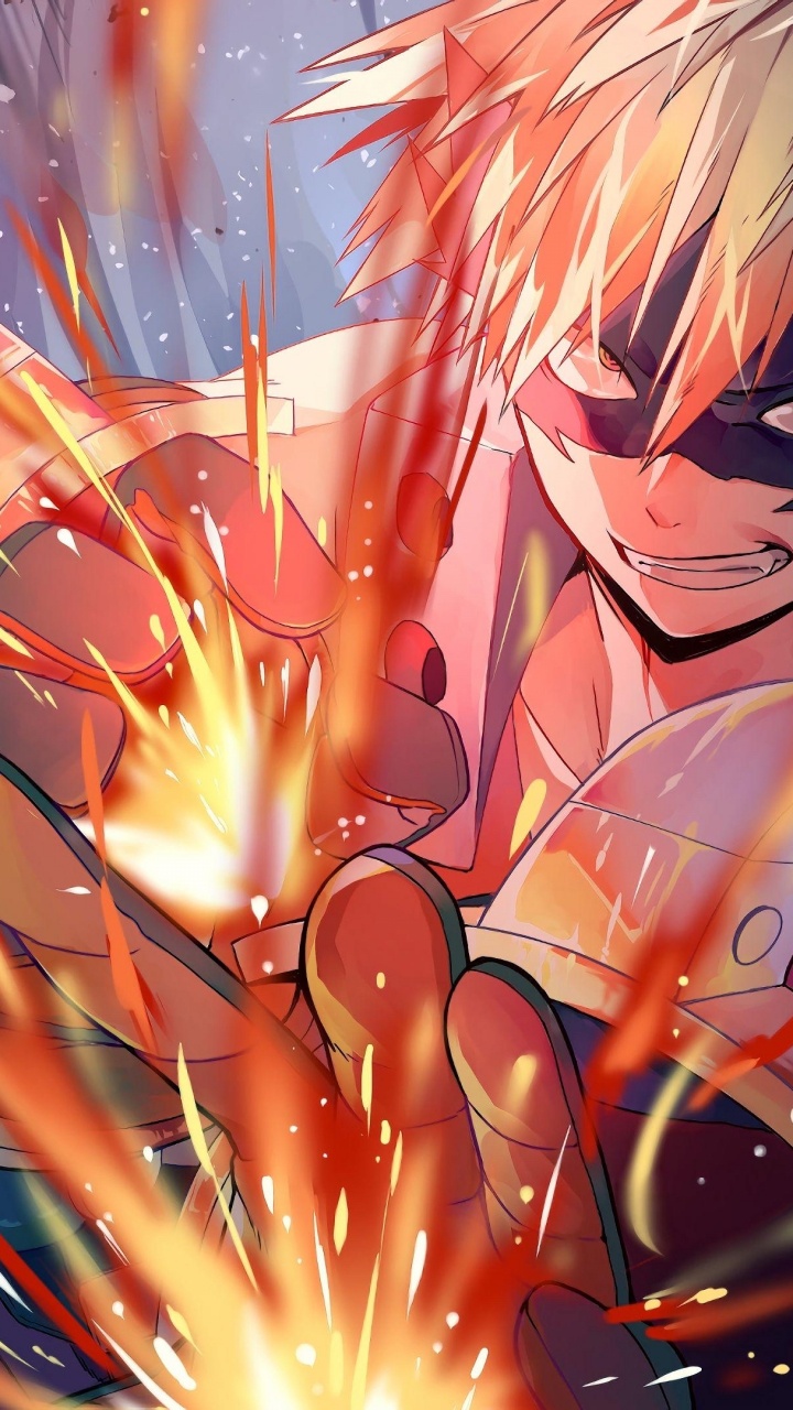 Обои кацуки бакуго, Izuku Midoriya, Мой Герой Академии, арт, мультик в разрешении 720x1280