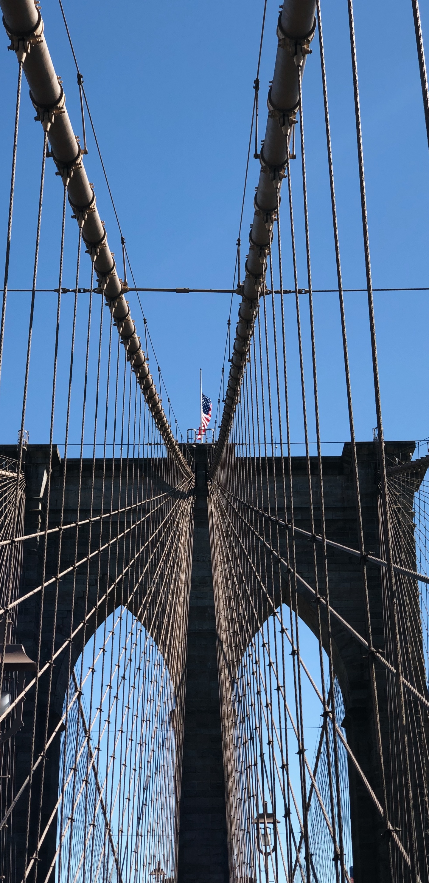 Обои Нью-Йорк, Бруклинский мост, вантовый мост, подвесной мост, extradosed мост в разрешении 1440x2960