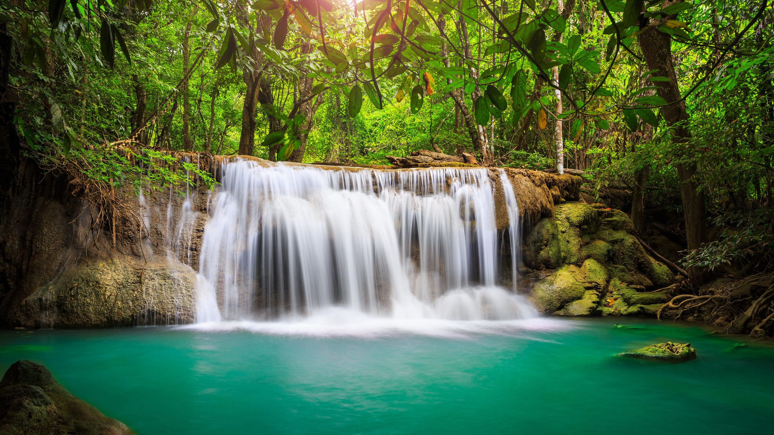 Обои водопад, водоем, гидроресурсы, природа, вода в разрешении 2560x1440