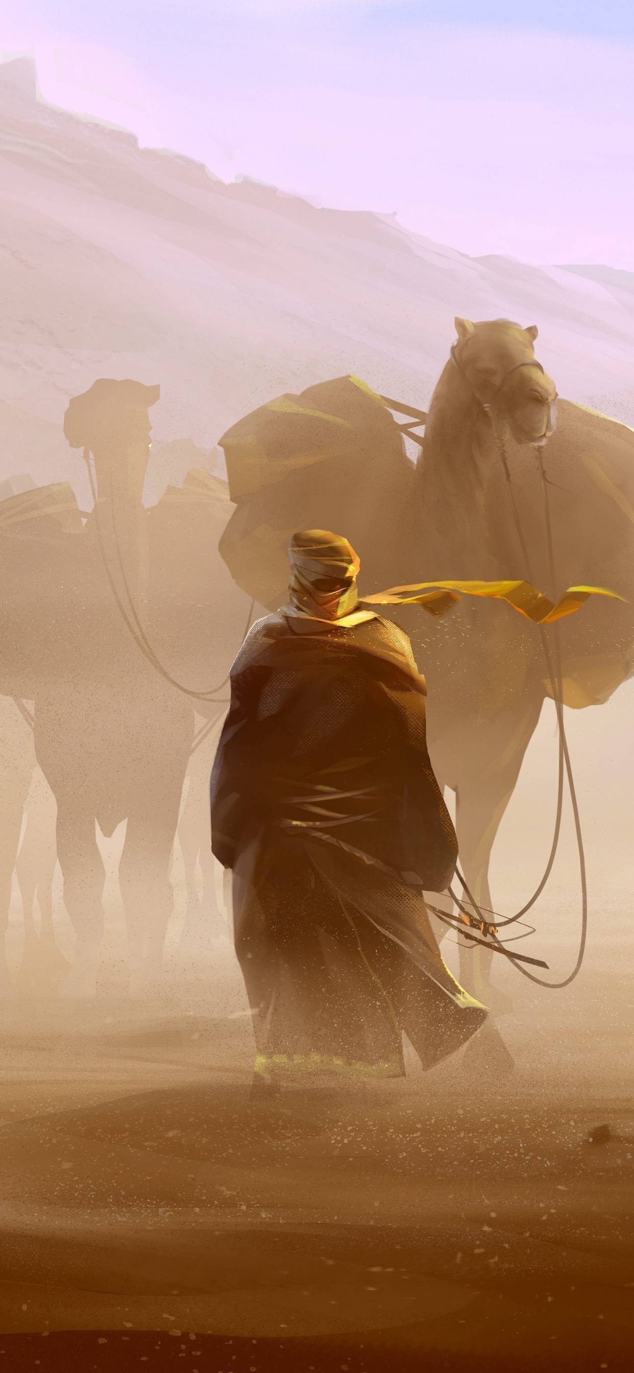 Обои караван, цивилизация 6, пустыня, окружающая среда, пейзаж в разрешении 1242x2688