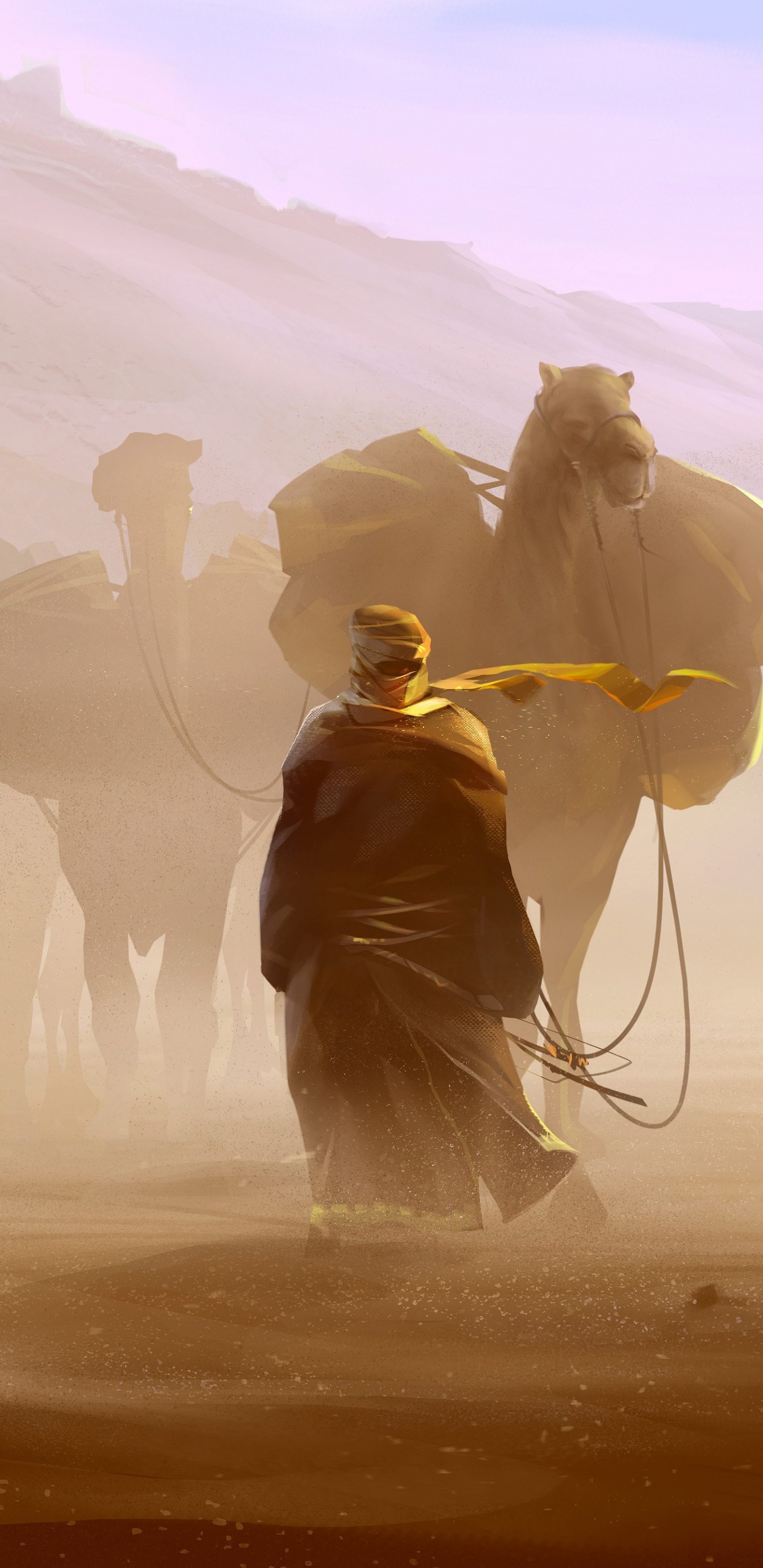 Обои караван, цивилизация 6, пустыня, окружающая среда, пейзаж в разрешении 1440x2960