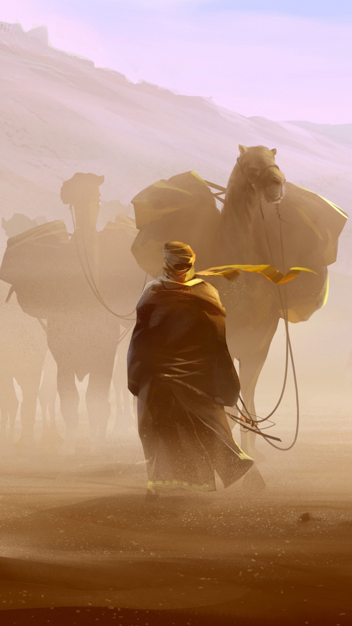 Обои караван, цивилизация 6, пустыня, окружающая среда, пейзаж в разрешении 720x1280