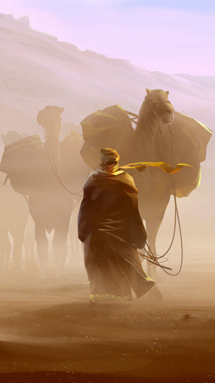 Обои караван, цивилизация 6, пустыня, окружающая среда, пейзаж в разрешении 750x1334