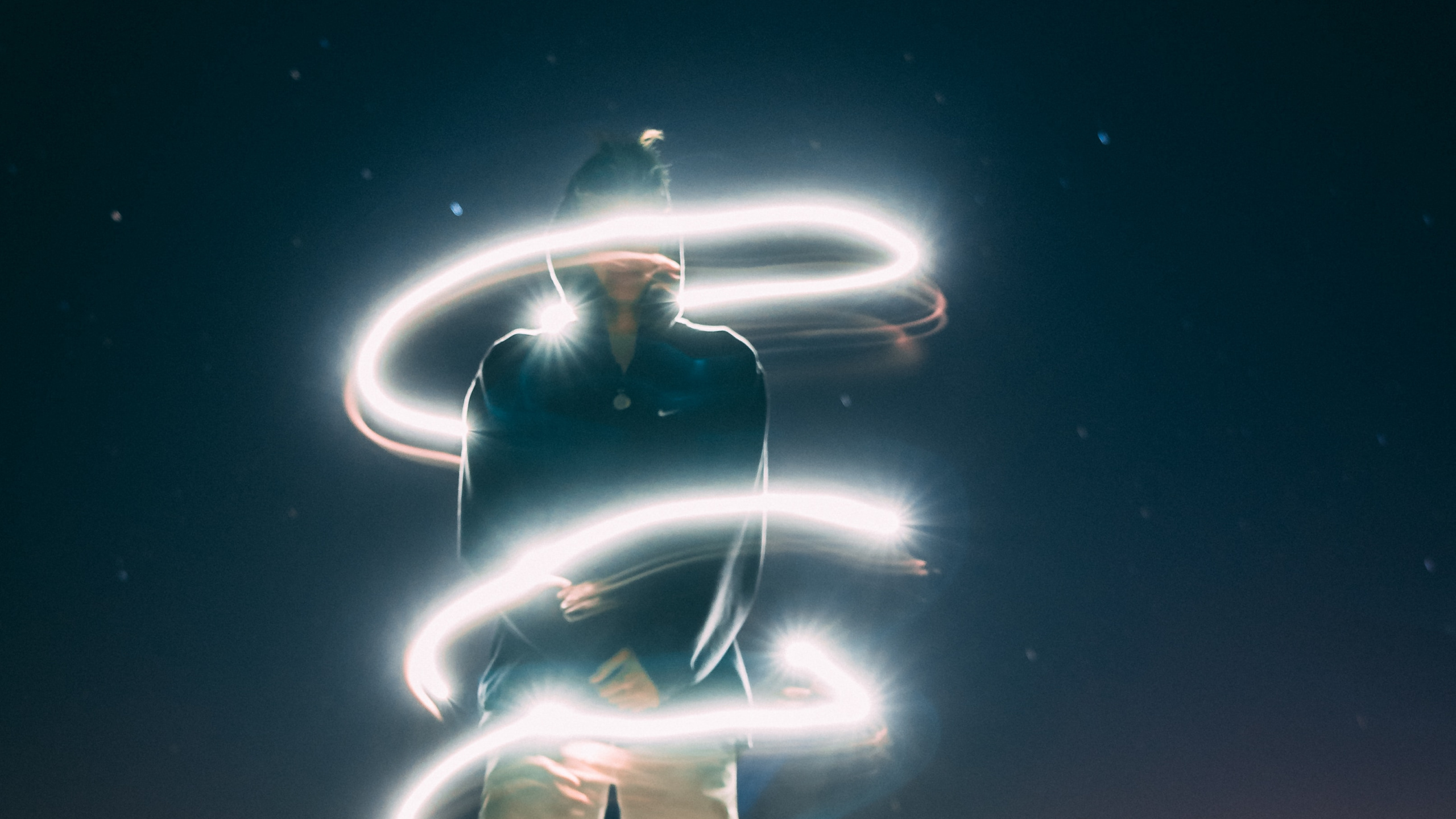 Обои свет, неон, космос, ночь, иллюстрация в разрешении 2560x1440