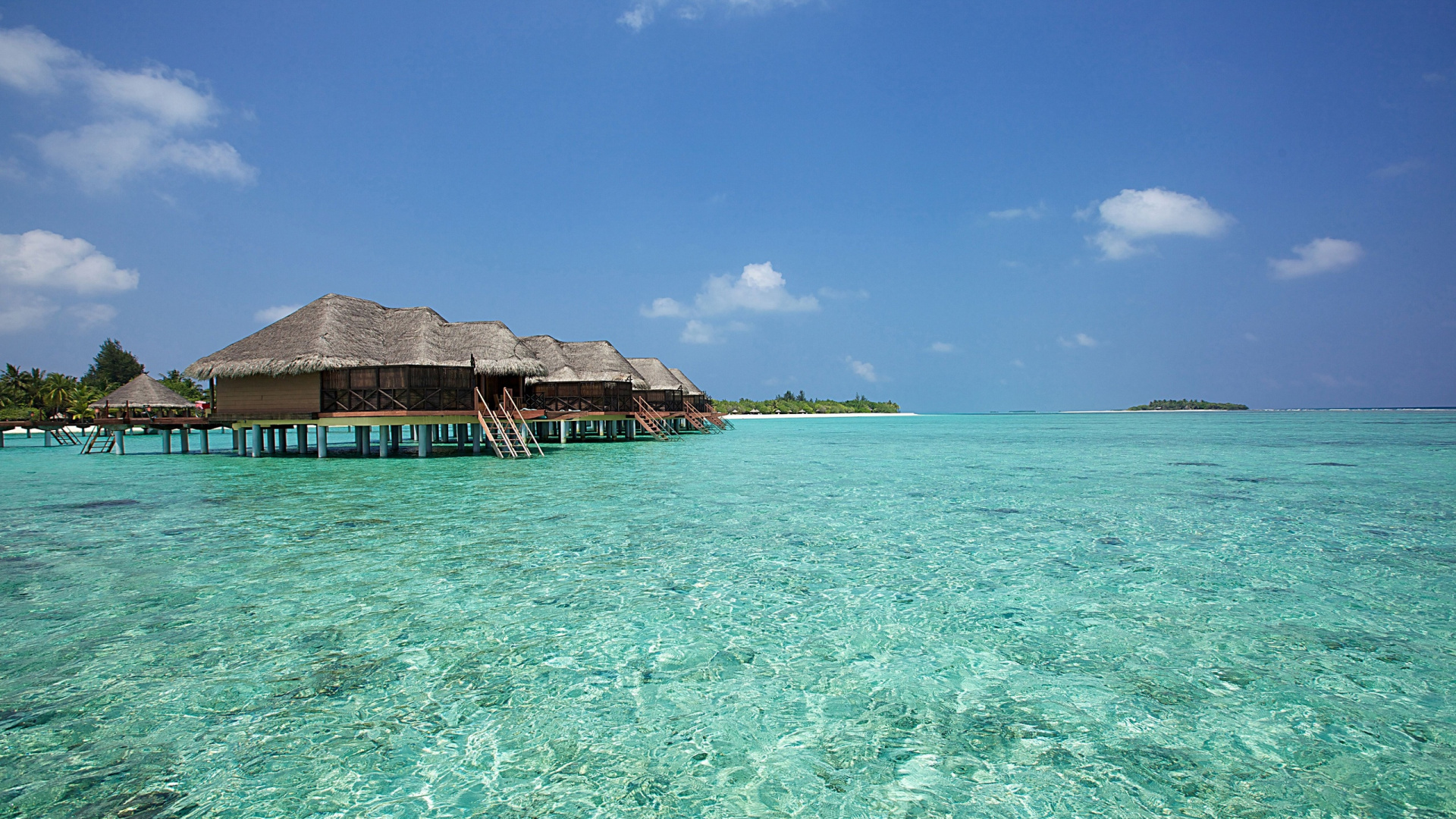 Обои море, тропическая зона, прибрежные и океанические рельефы, океан, Лагуна в разрешении 1920x1080