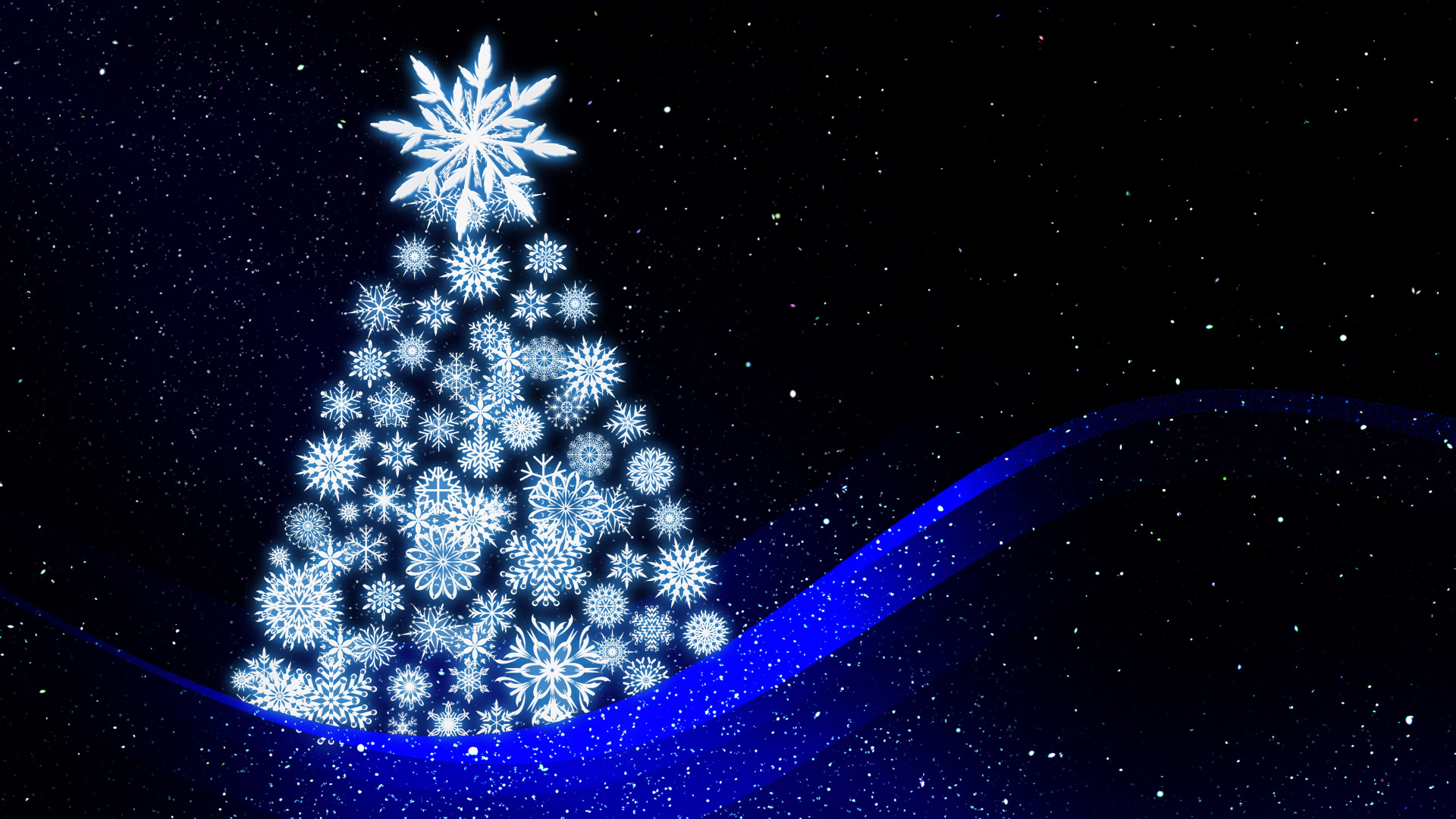 Обои елка, Рождественский день, Рождественские огни, синий, свет в разрешении 1920x1080