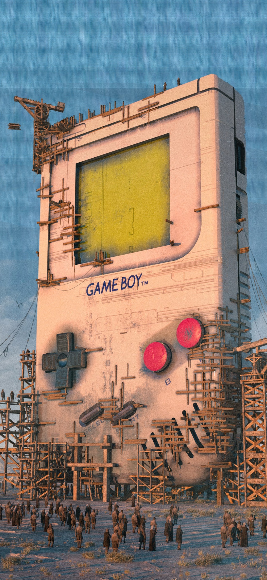 Обои игровая консоль, Ретровейв, древняя технология, арт, древняя история в разрешении 1125x2436