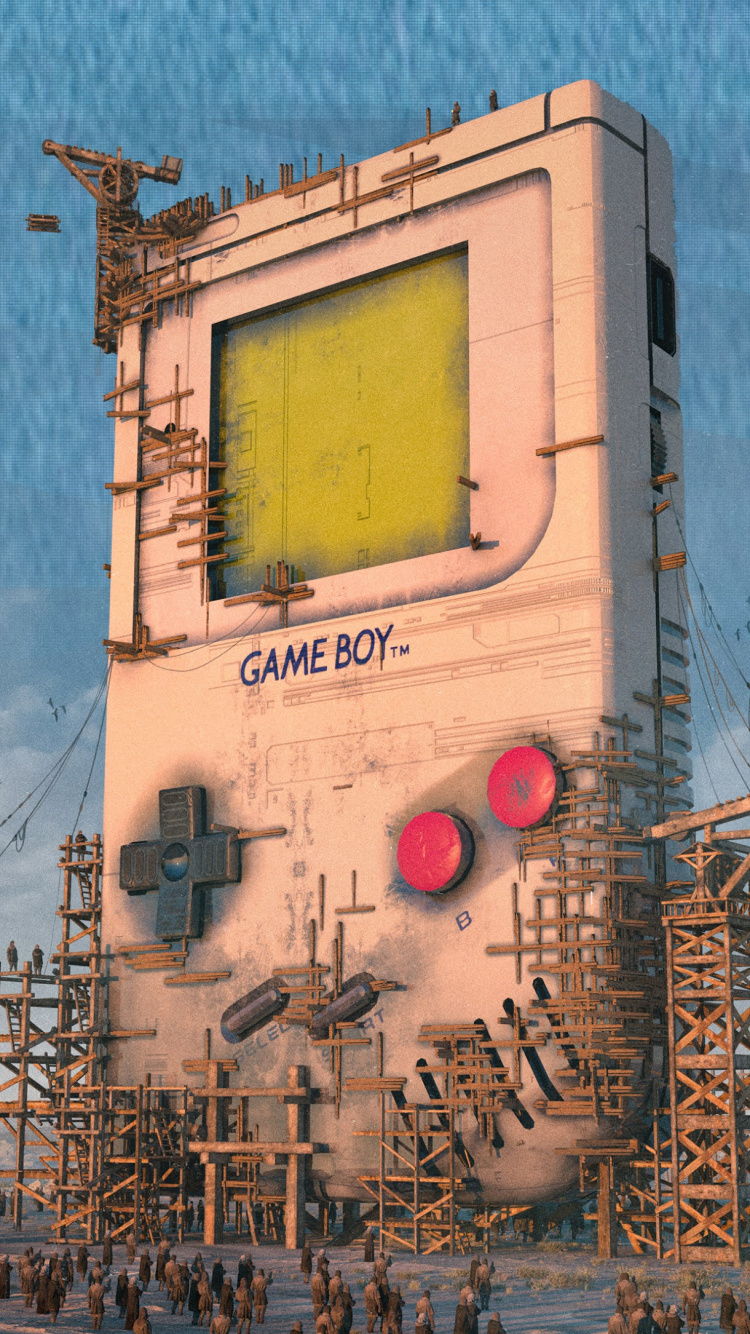 Обои игровая консоль, Ретровейв, древняя технология, арт, древняя история в разрешении 750x1334