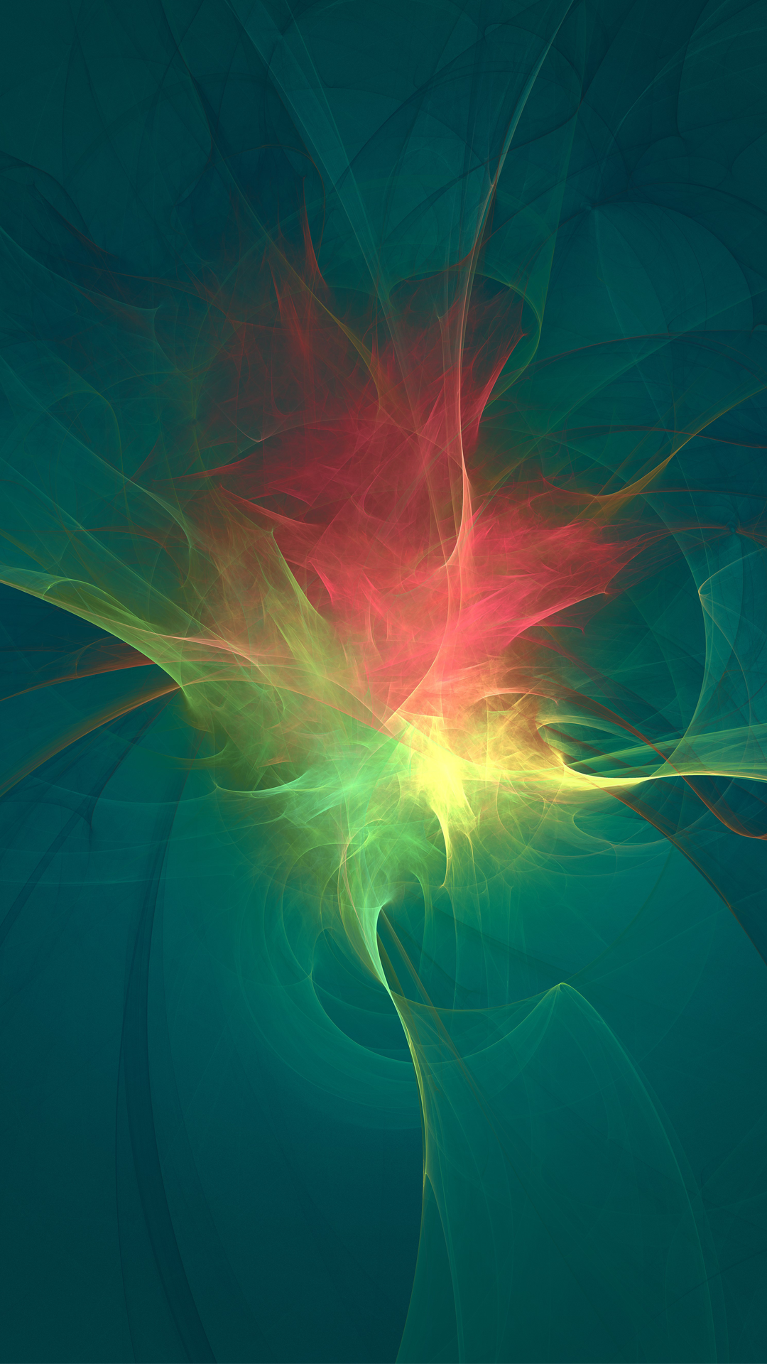 Обои фрактальное искусство, арт, свет, фрактал, зеленый в разрешении 1080x1920