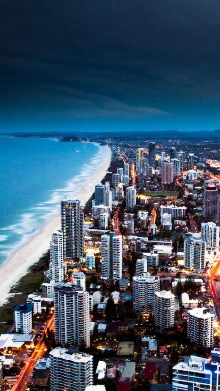 Обои город, городской пейзаж, городской район, метрополия, ночь в разрешении 720x1280